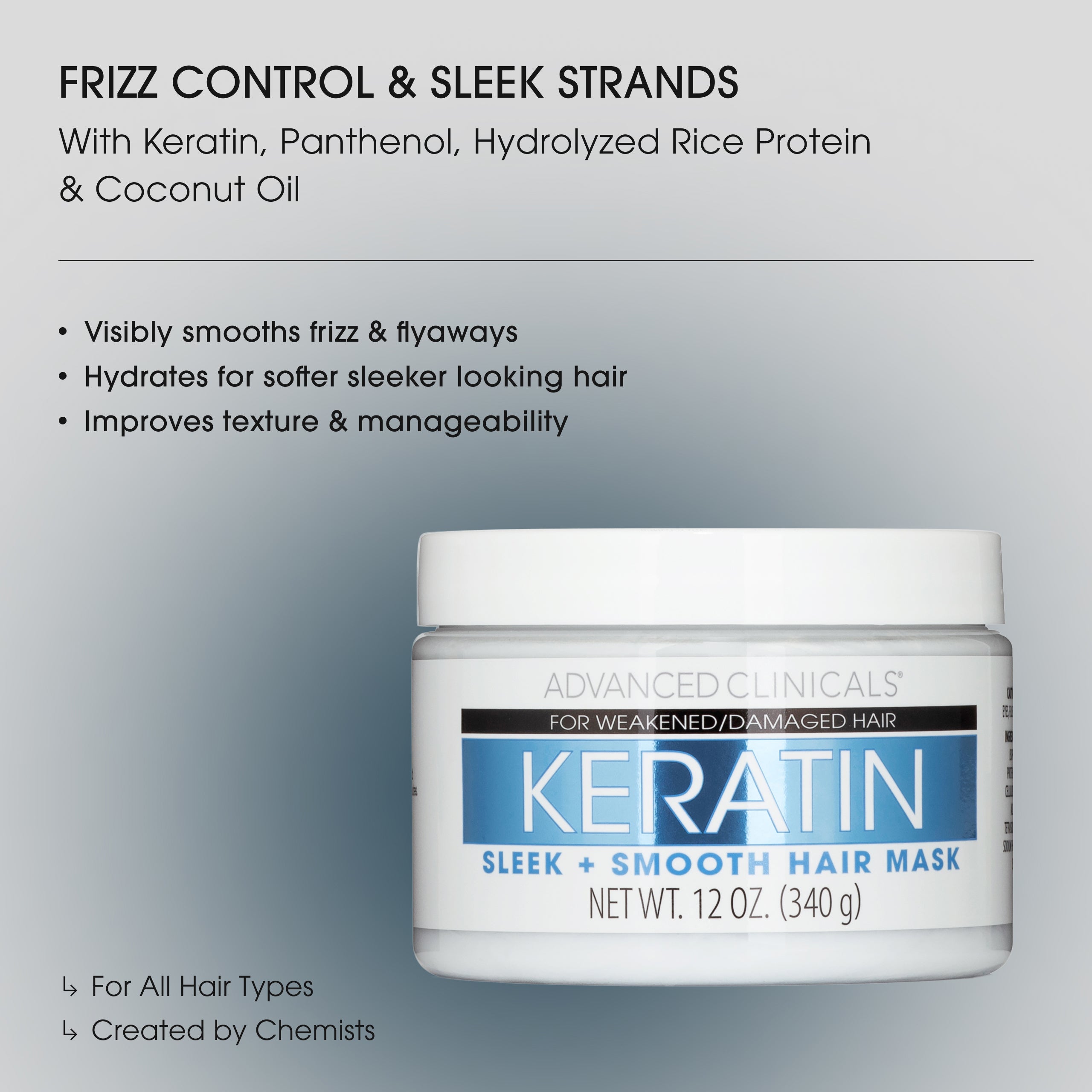 Advanced Clinicals Keratin Haarmaske mit Kokosöl gegen Frizz