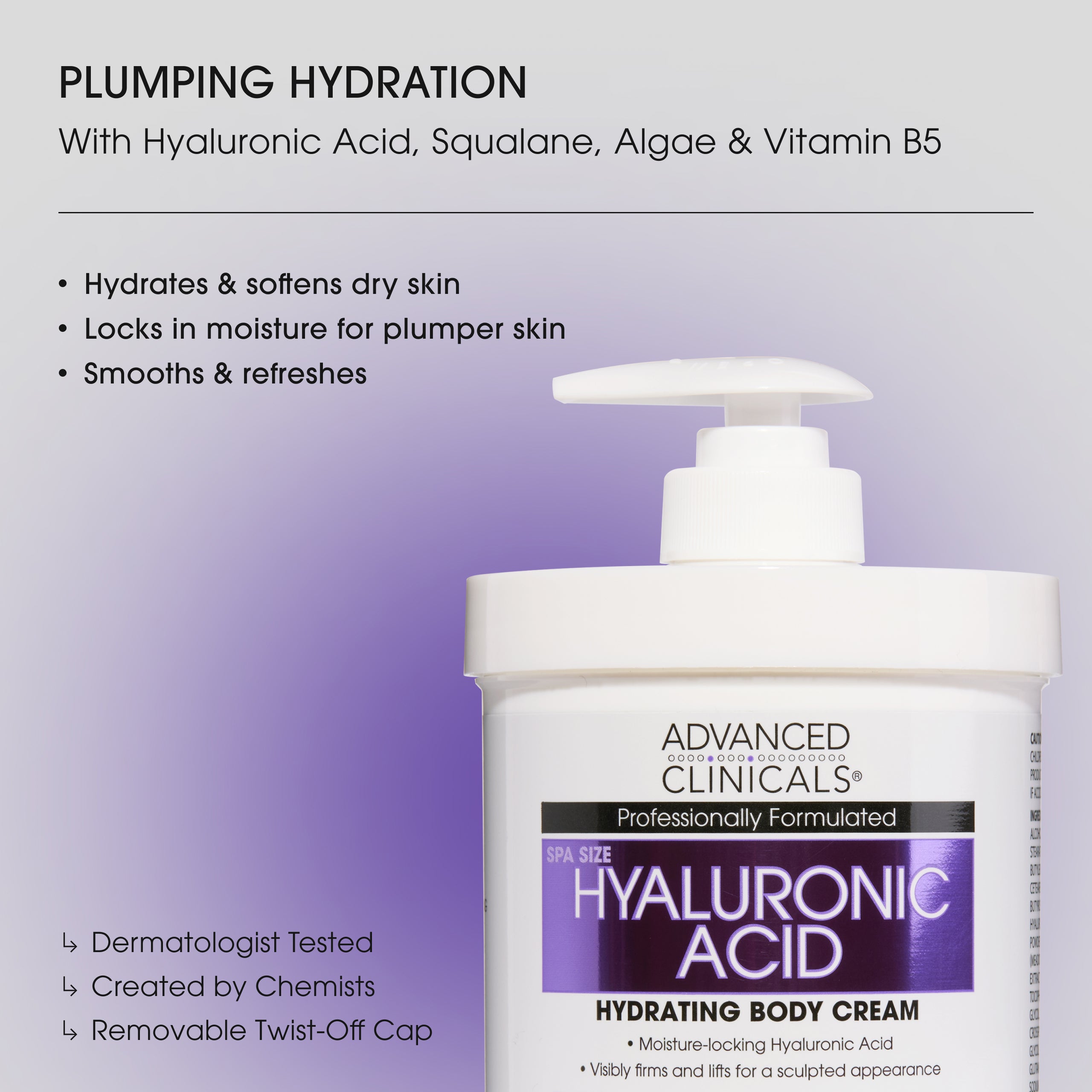 Advanced Clinicals Body Creams Hyaluronsäure Körpercreme 16oz