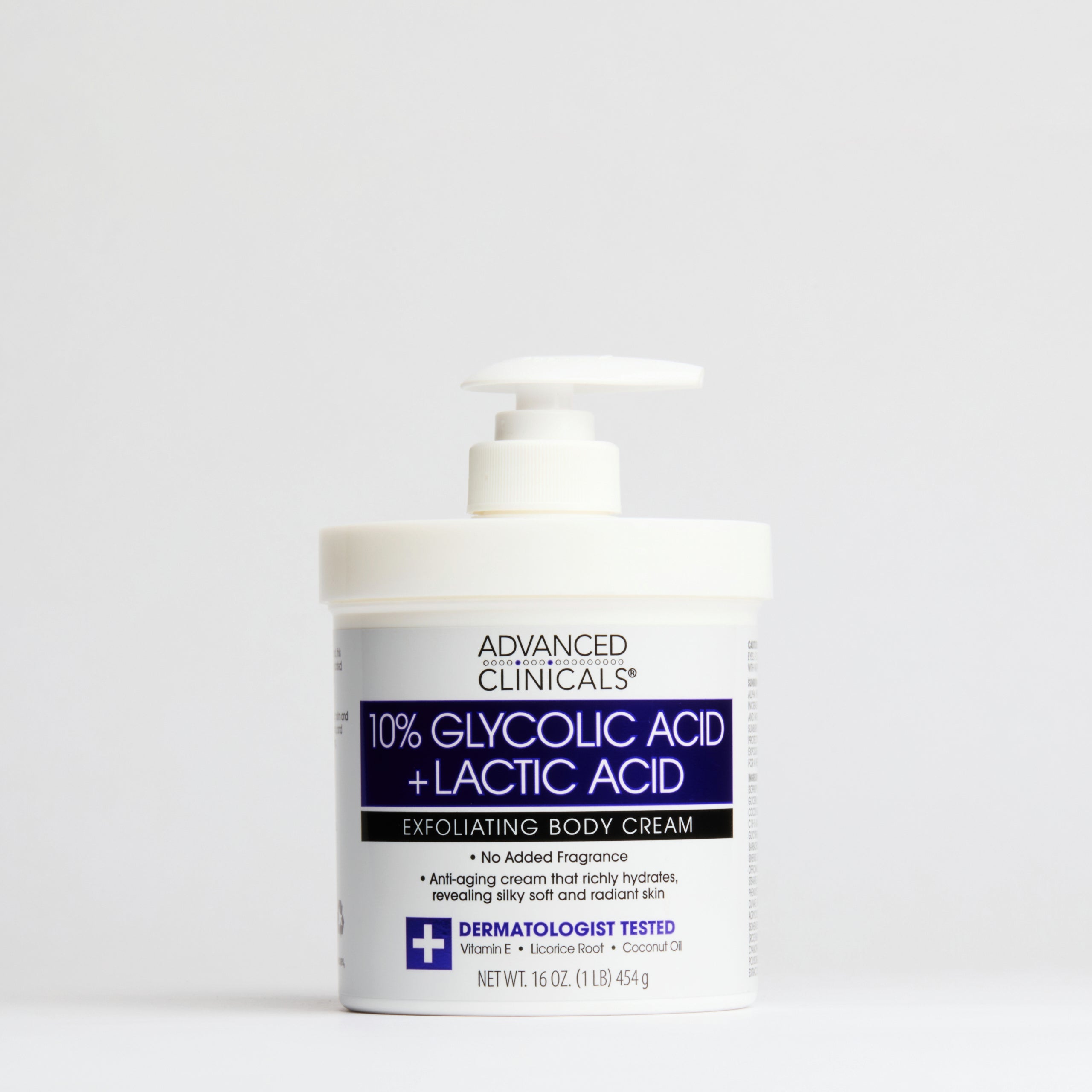 Advanced Clinicals 10% Glycolic Körpercreme mit Milchsäure