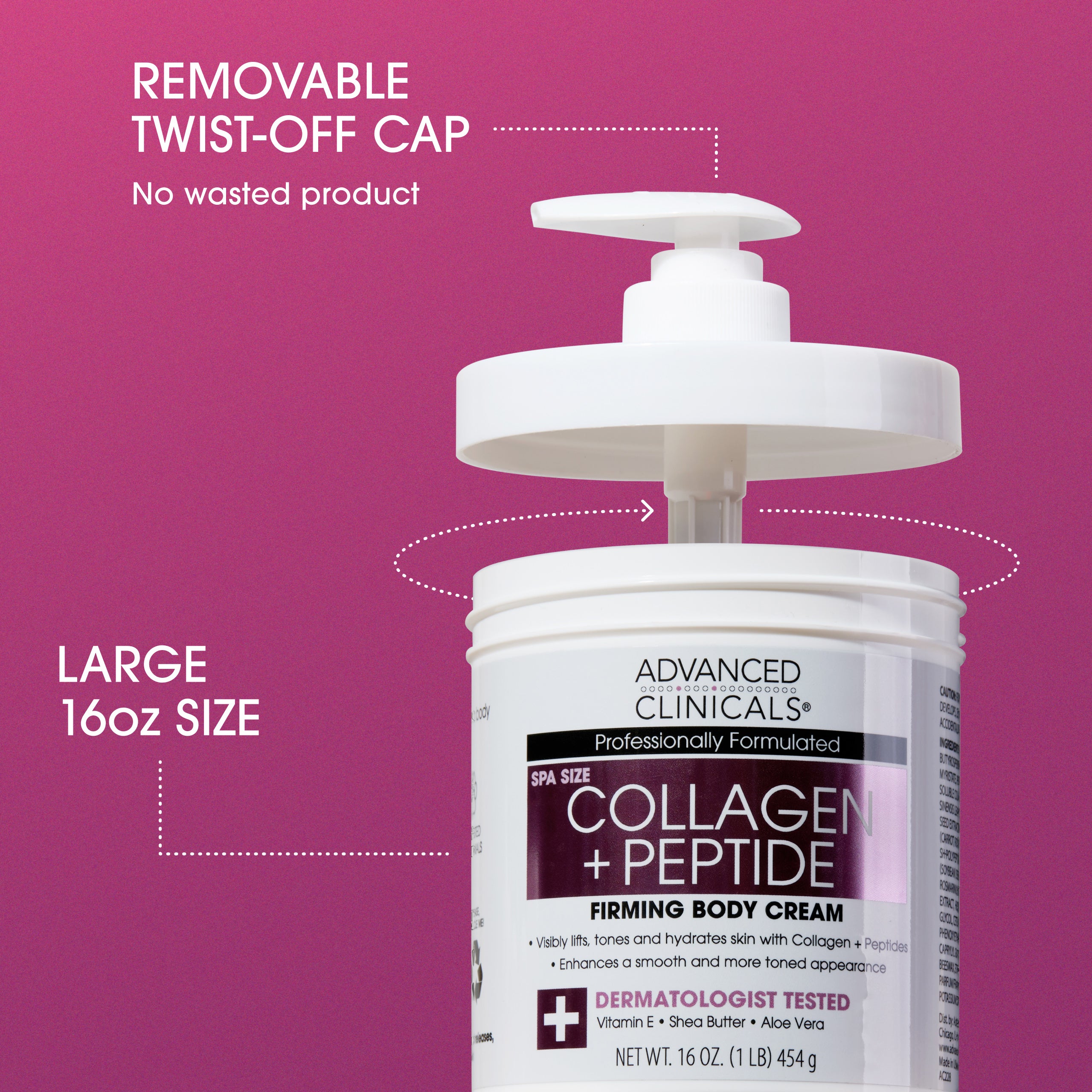 Advanced Clinicals Collagen Peptide Body Cream Körpercreme 16oz
