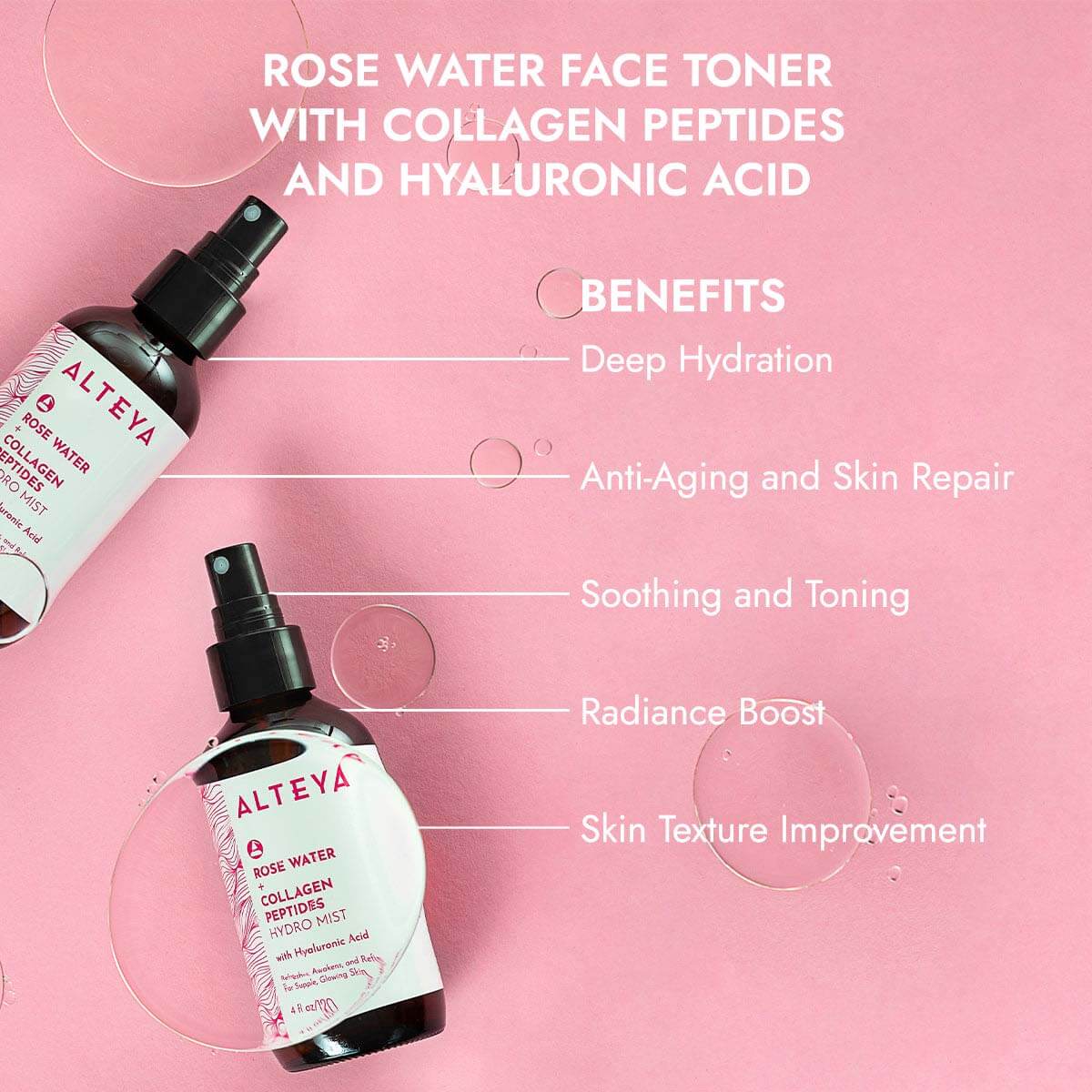 Alteya Rose Water Gesichtswasser Toner Hyaluron 120 ml