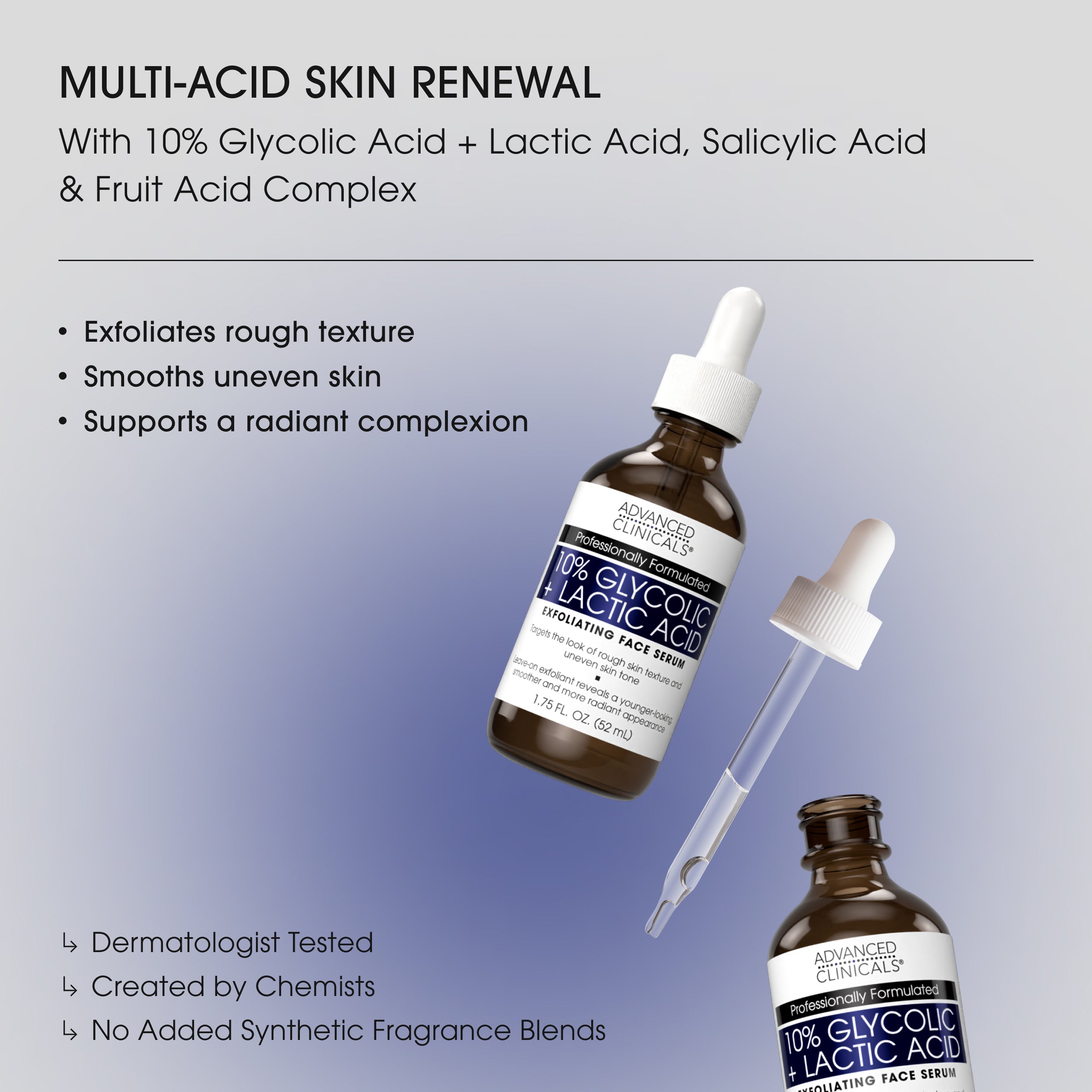Advanced Clinicals 10% Glycolic Gesichtsserum AHA Peeling