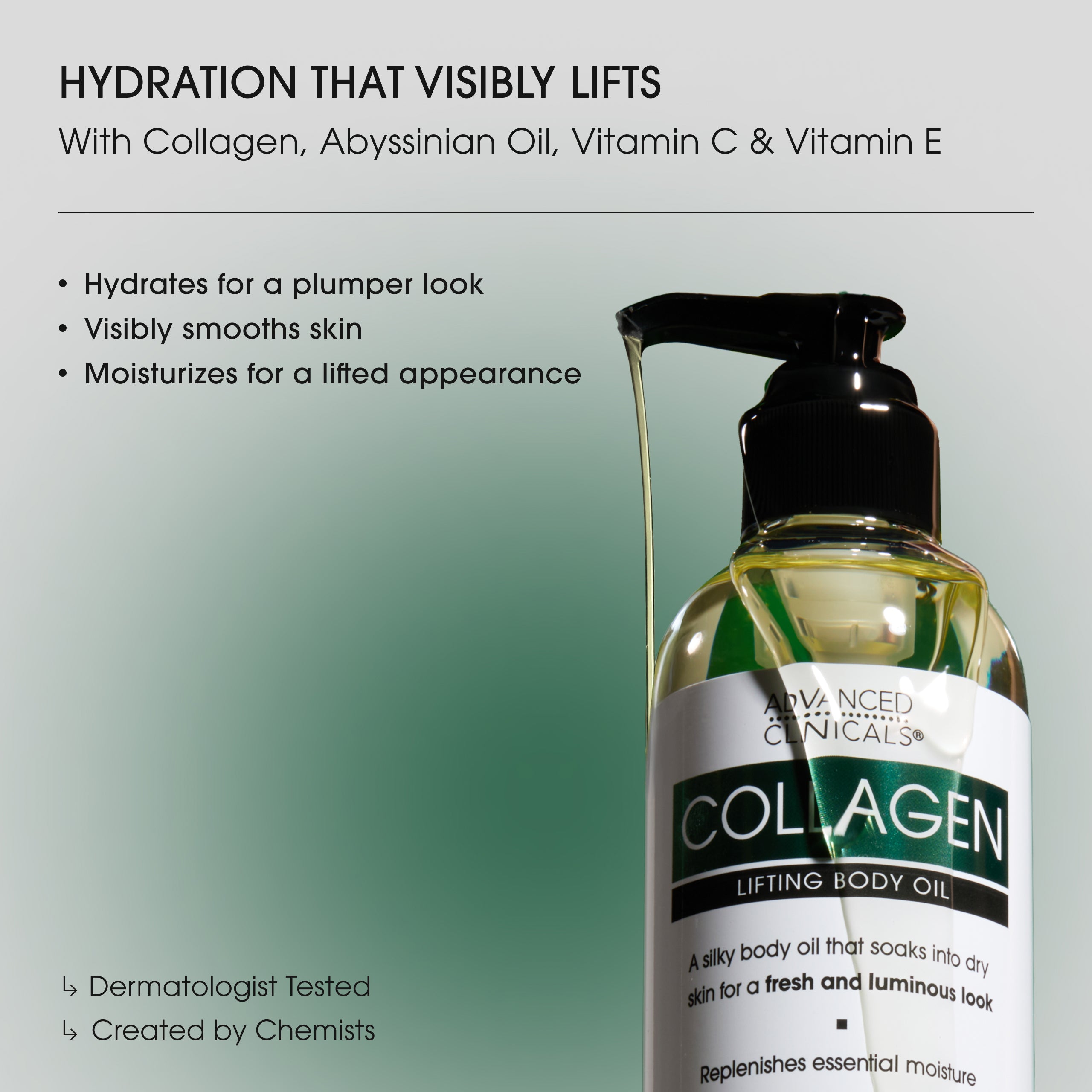 Advanced Clinicals Collagen Body Oil 12 oz Hautöl Vitamin C
