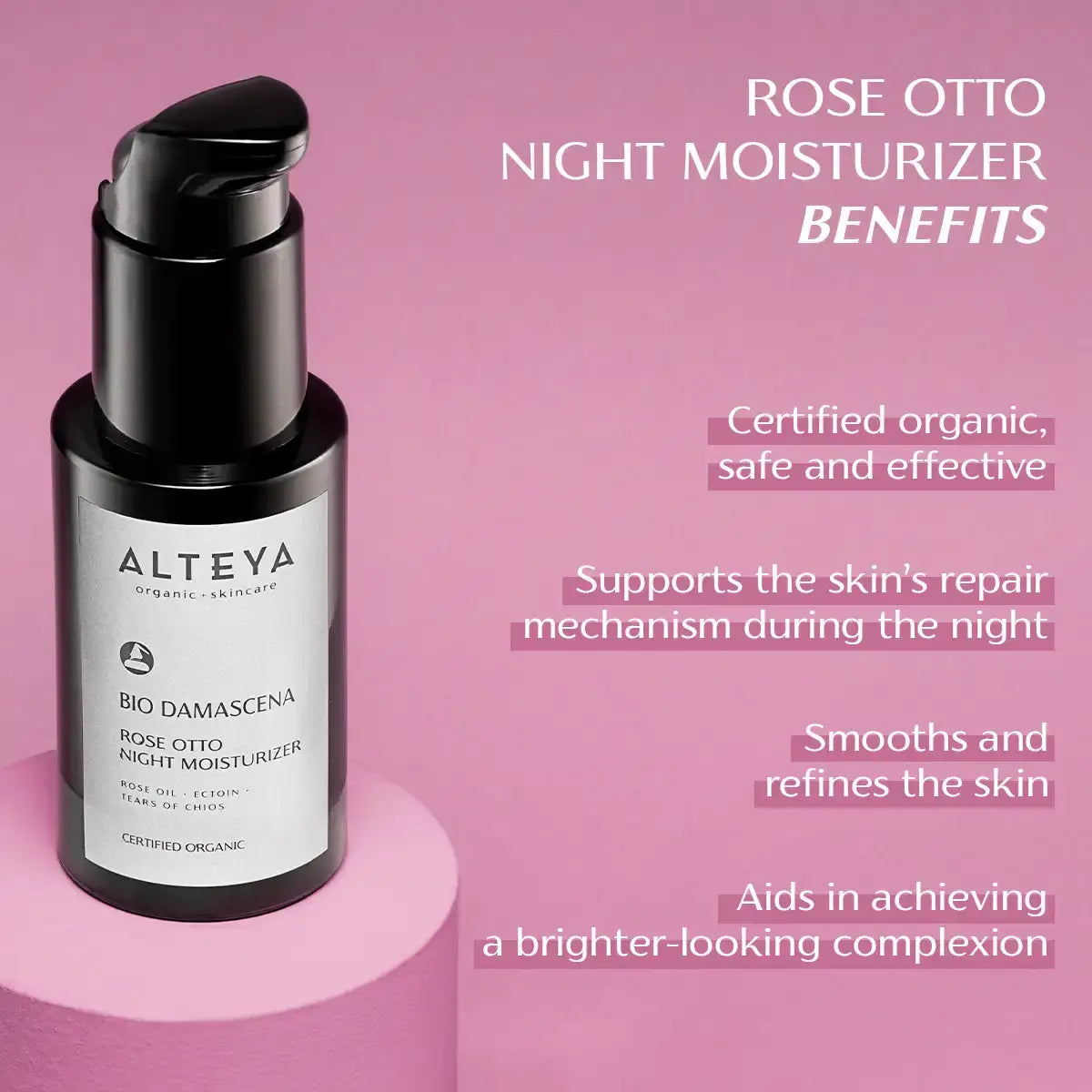 Alteya Bio Damascena Rose Otto Nachtcreme sensible Haut