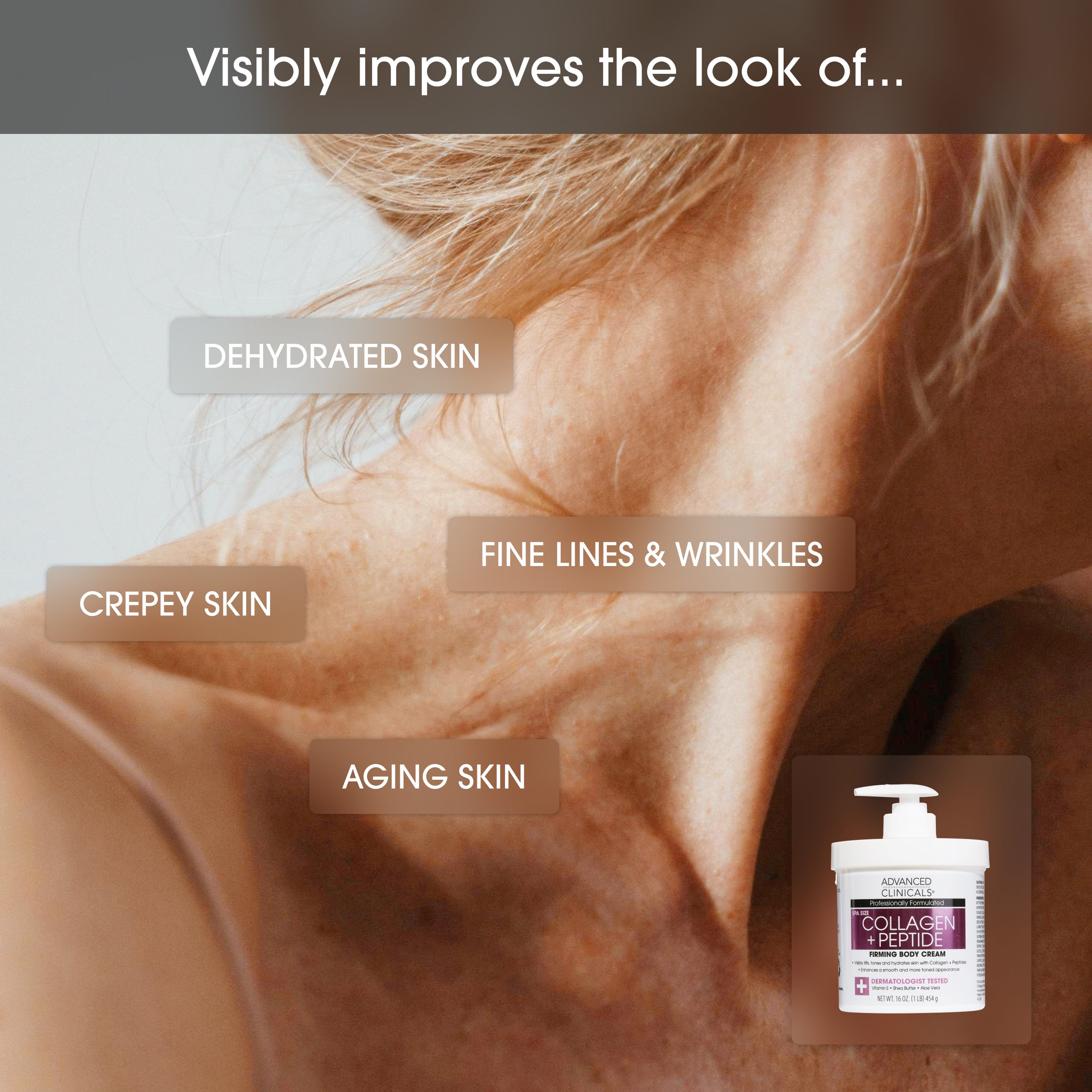 Advanced Clinicals Collagen Peptide Body Cream Körpercreme 16oz