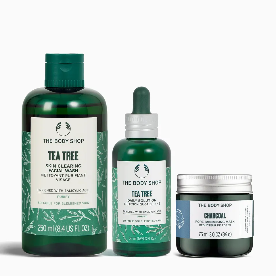 The Body Shop Tea Tree Charcoal Banish Blemish Routine Set unreine Haut