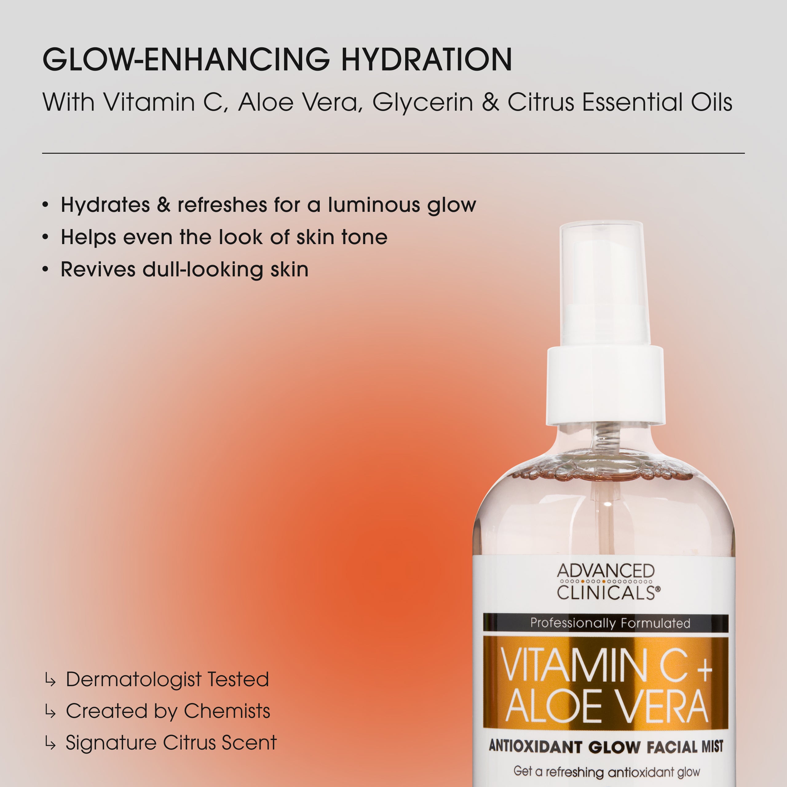 Advanced Clinicals Vitamin C Aloe Vera Face Mist Glow Spray