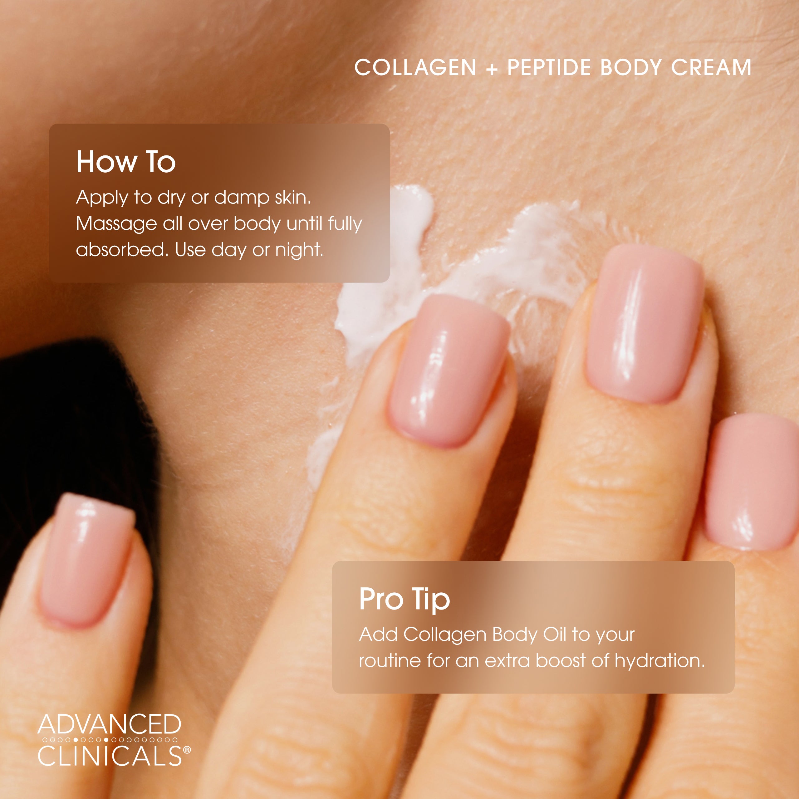 Advanced Clinicals Collagen Peptide Body Cream Körpercreme 16oz