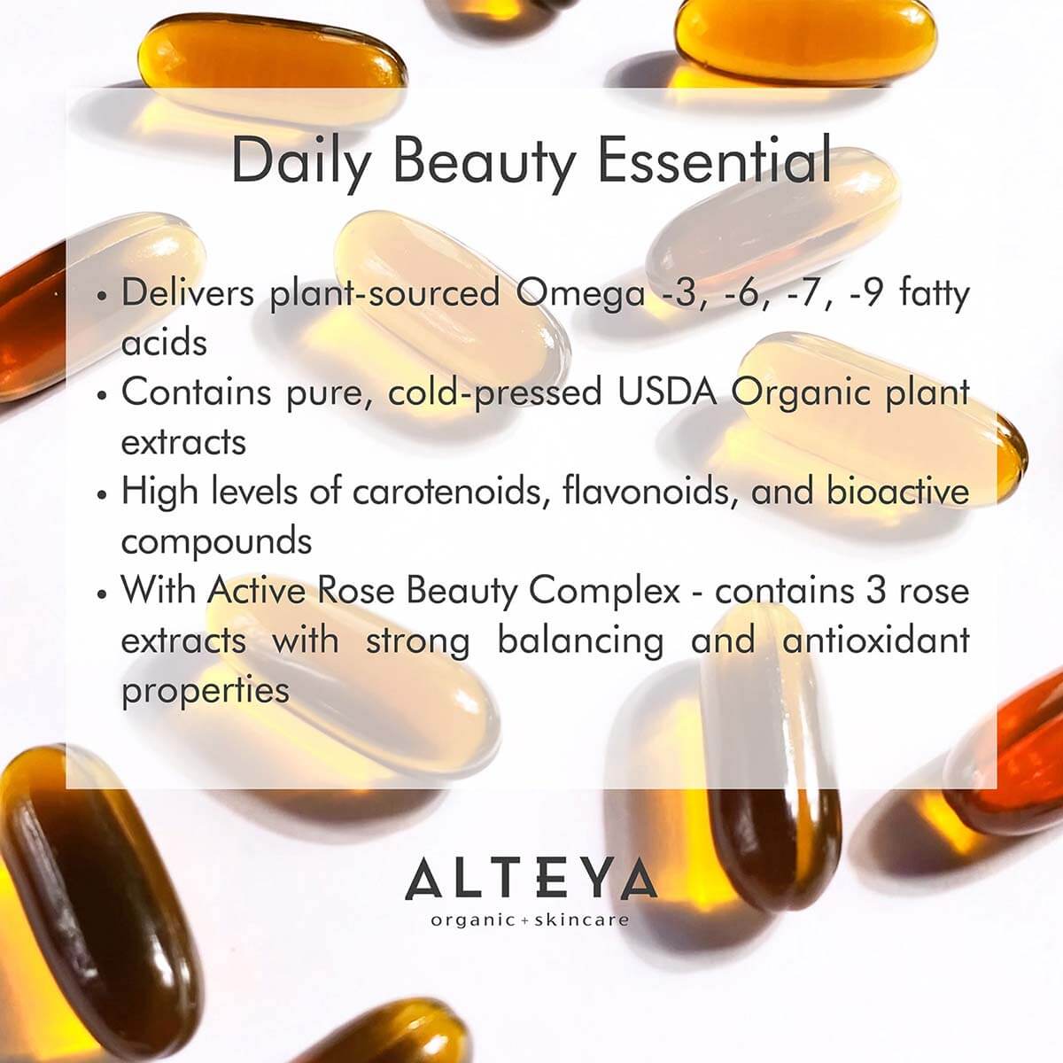 Alteya Organic Supplements Rose Beauty Omegas Kapseln Haut Haare