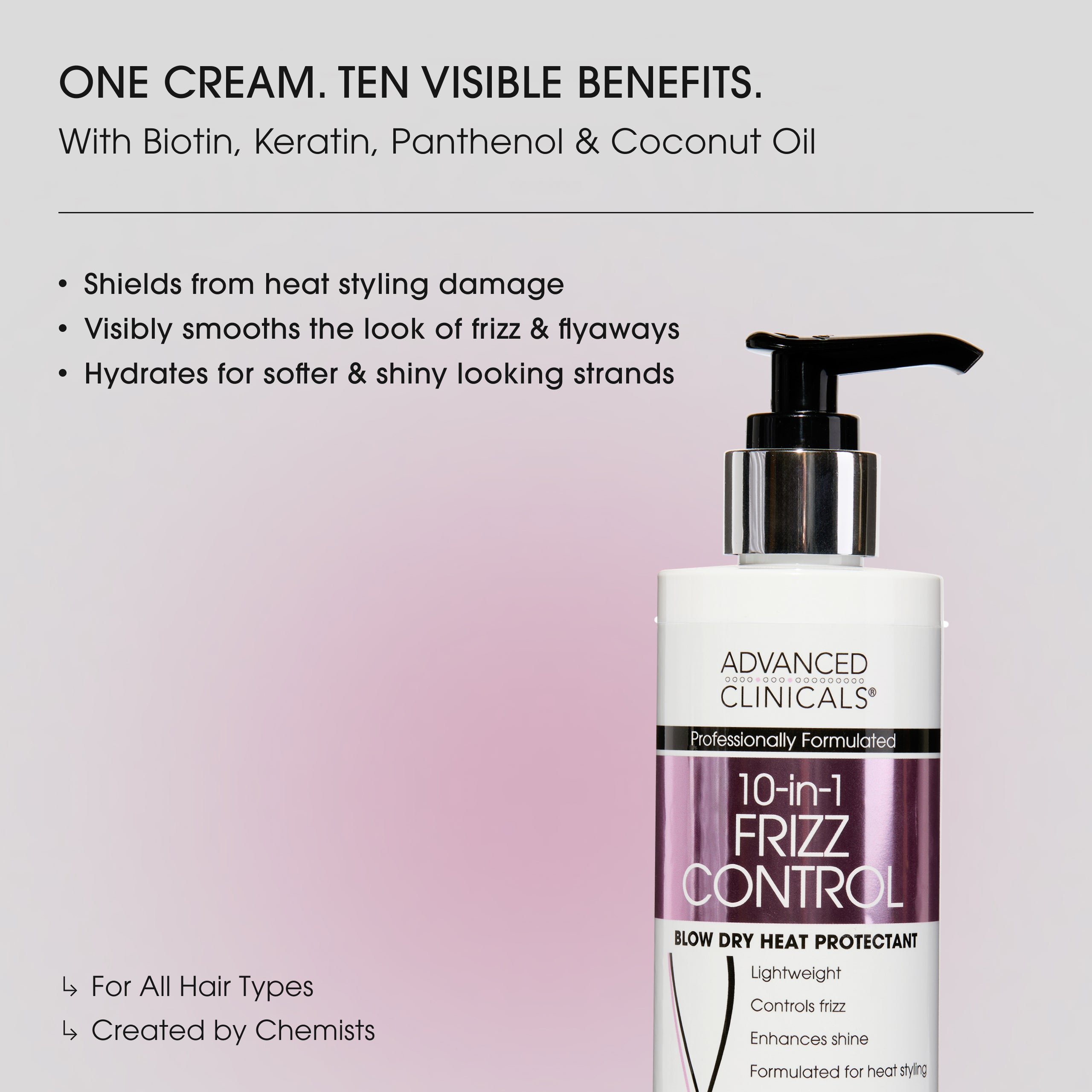 Advanced Clinicals 10-in-1 Frizz Control Hitzeschutz Biotin