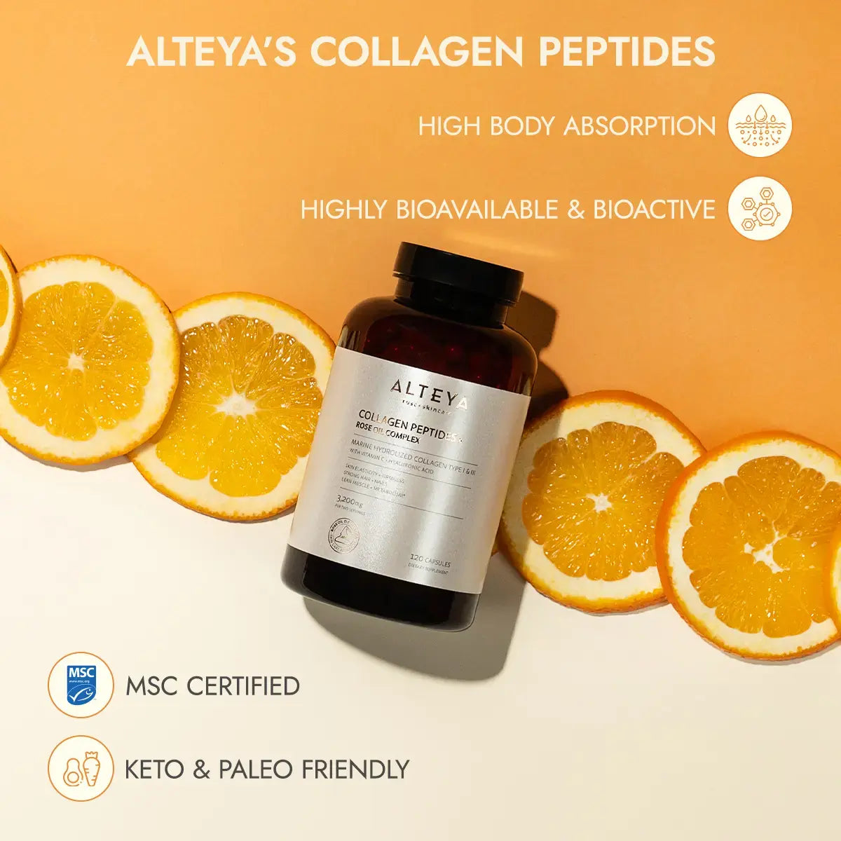 Alteya Collagen Peptides Rosenöl Kapseln Haut Haare