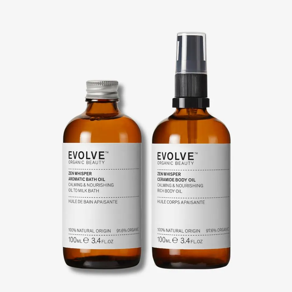 Evolve Organic Beauty Zen Whisper Bath & Body Oil Duo Körperöl Set Lavendel