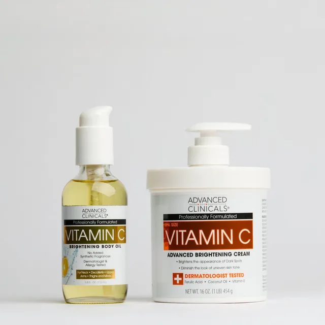 Advanced Clinicals Vitamin C Body Cream Körpercreme + Öl Set Glow