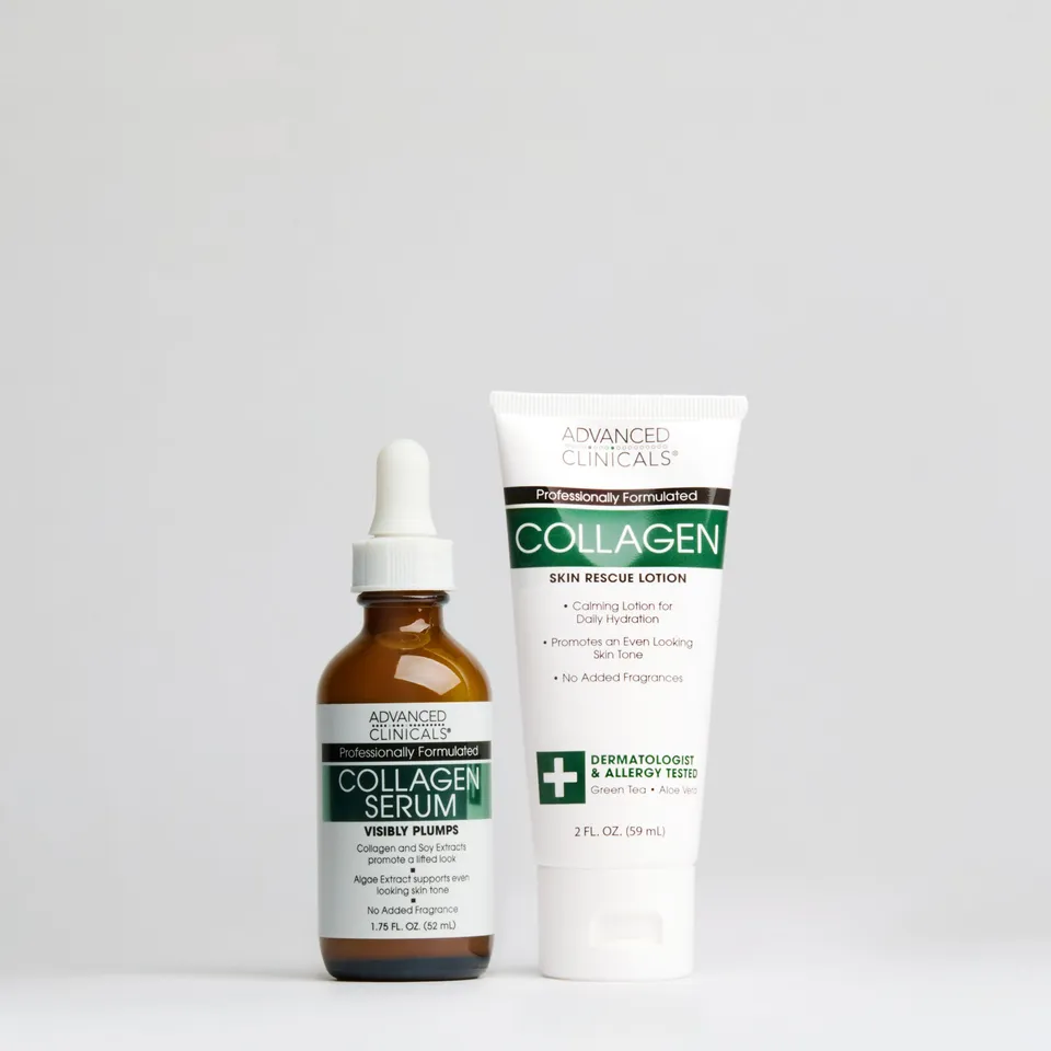 Advanced Clinicals Collagen Serum + Creme Set Reise Feuchtigkeit
