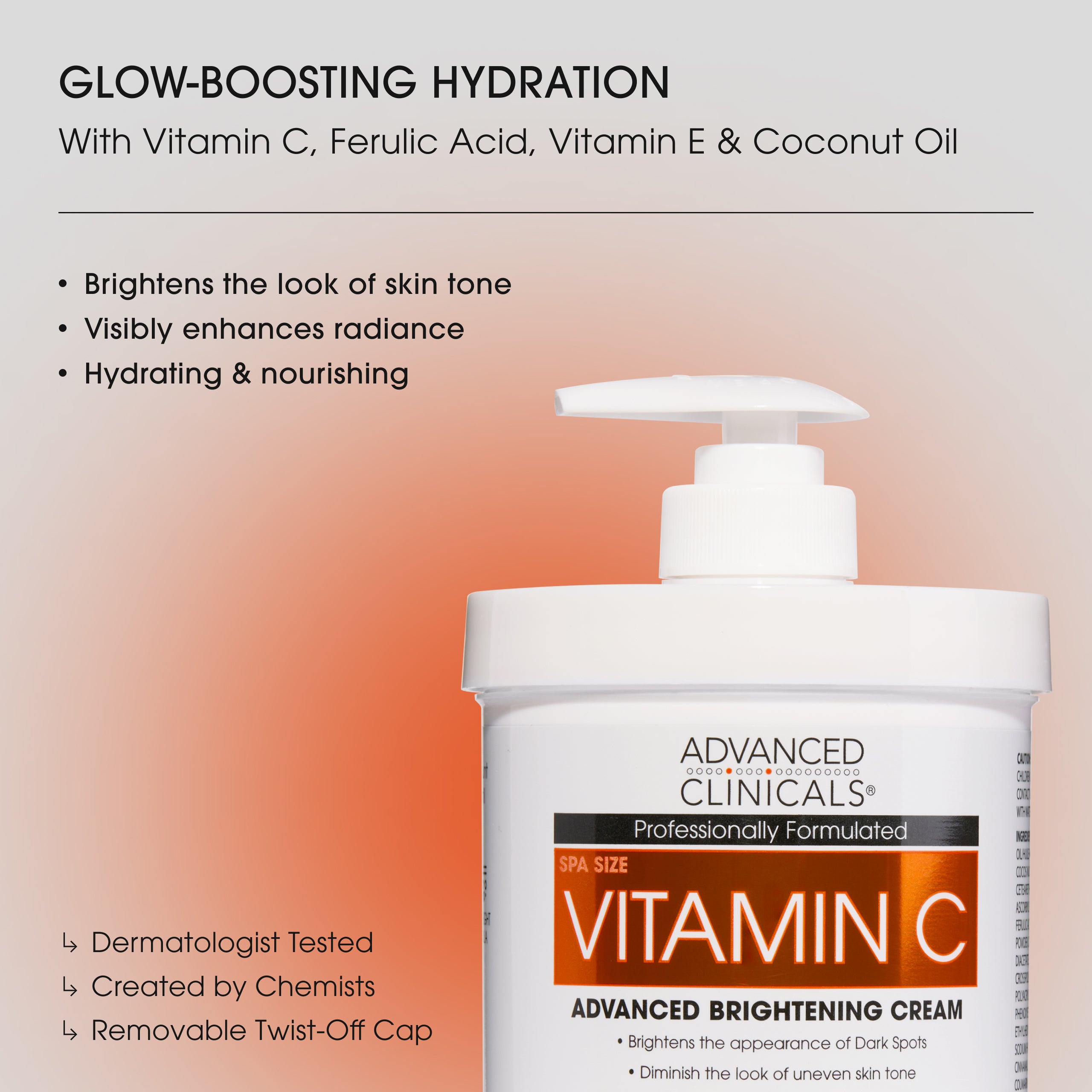 Advanced Clinicals Vitamin C Body Cream Körpercreme 16oz Aufhellend