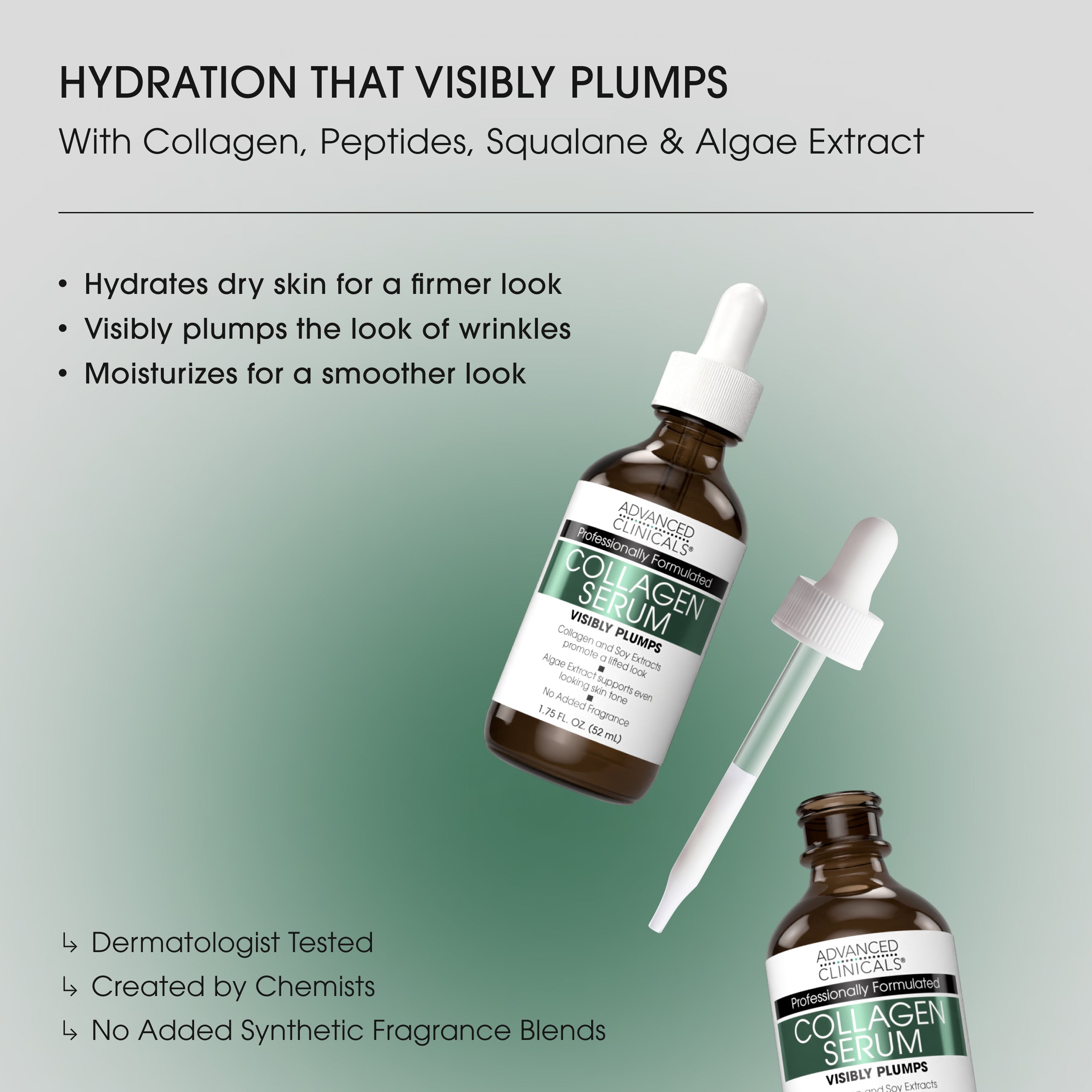 Advanced Clinicals Collagen Face Serum Gesichtsserum Peptide Squalan