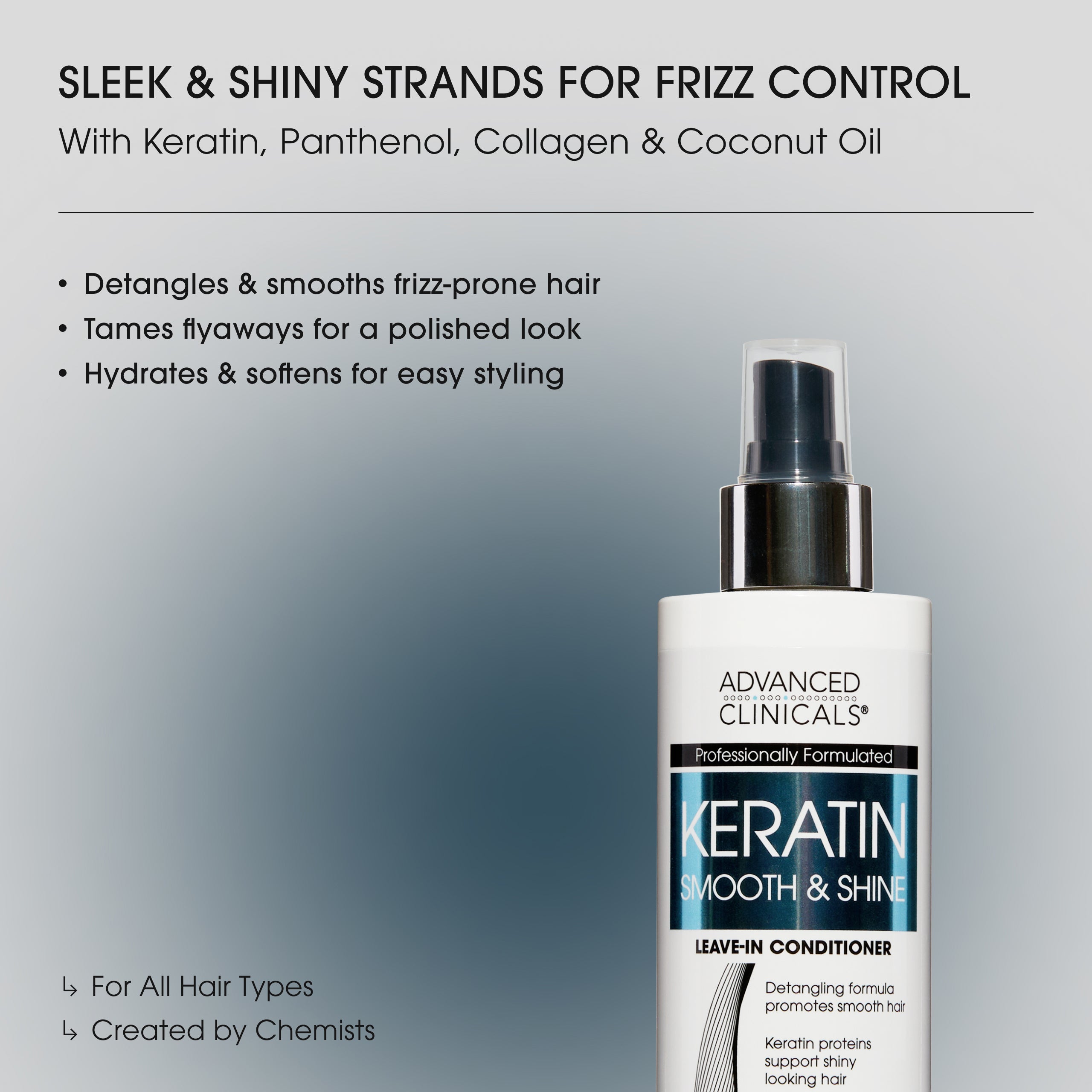 Advanced Clinicals Keratin Leave-In Conditioner Spray Glanz & Anti-Frizz