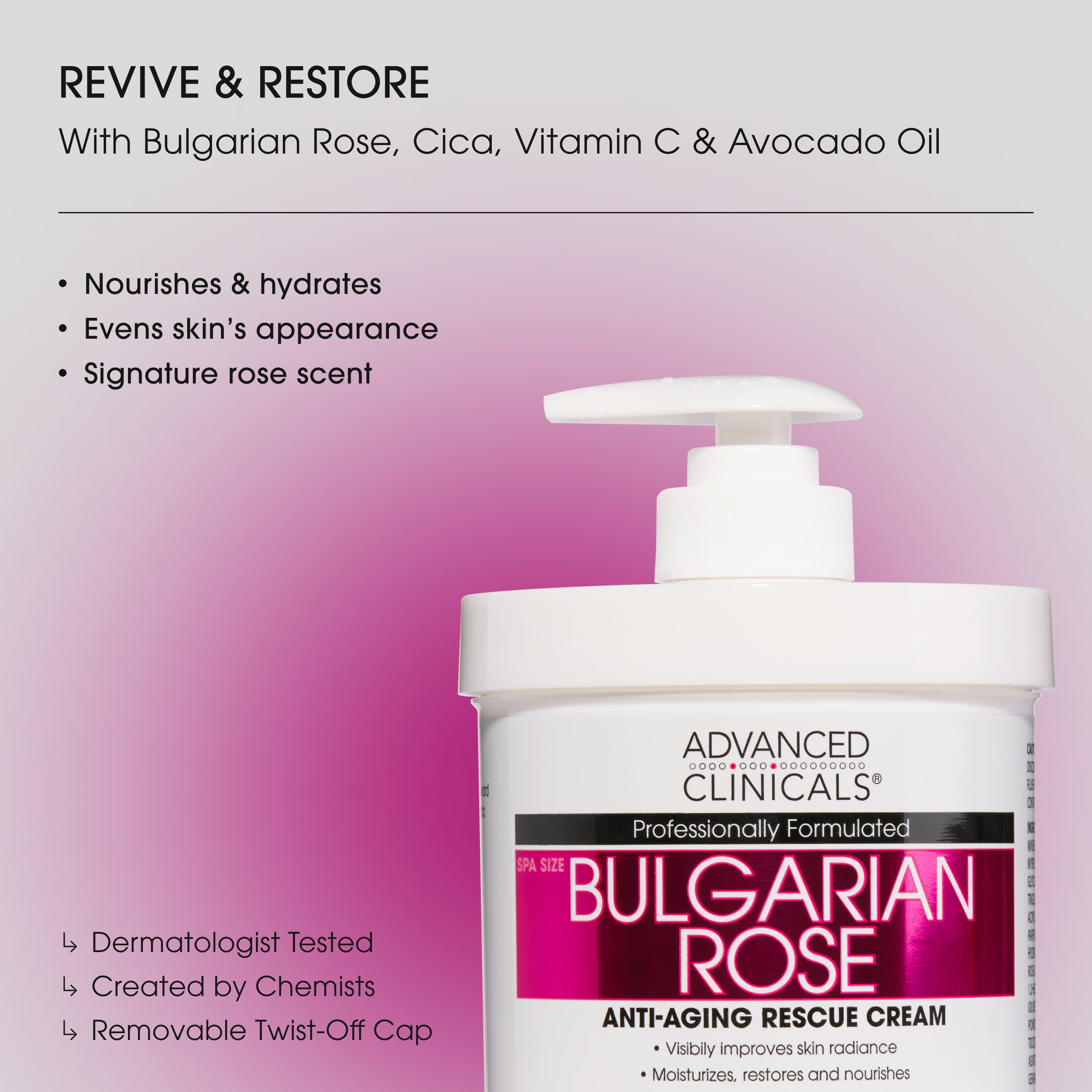 Advanced Clinicals Bulgarian Rose Body Cream Rosen Creme