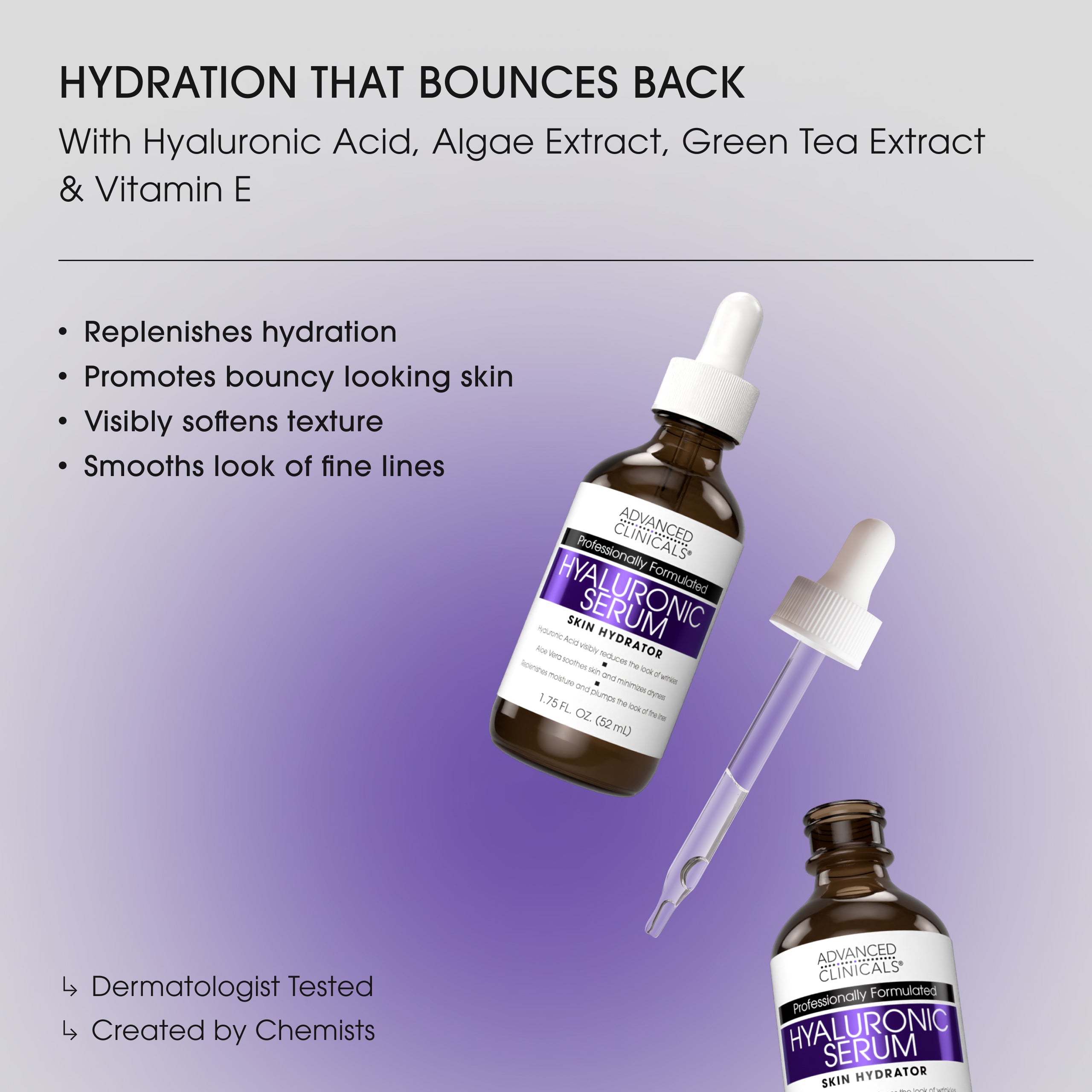 Advanced Clinicals Hyaluronic Acid Gesichtsserum Grüner Tee