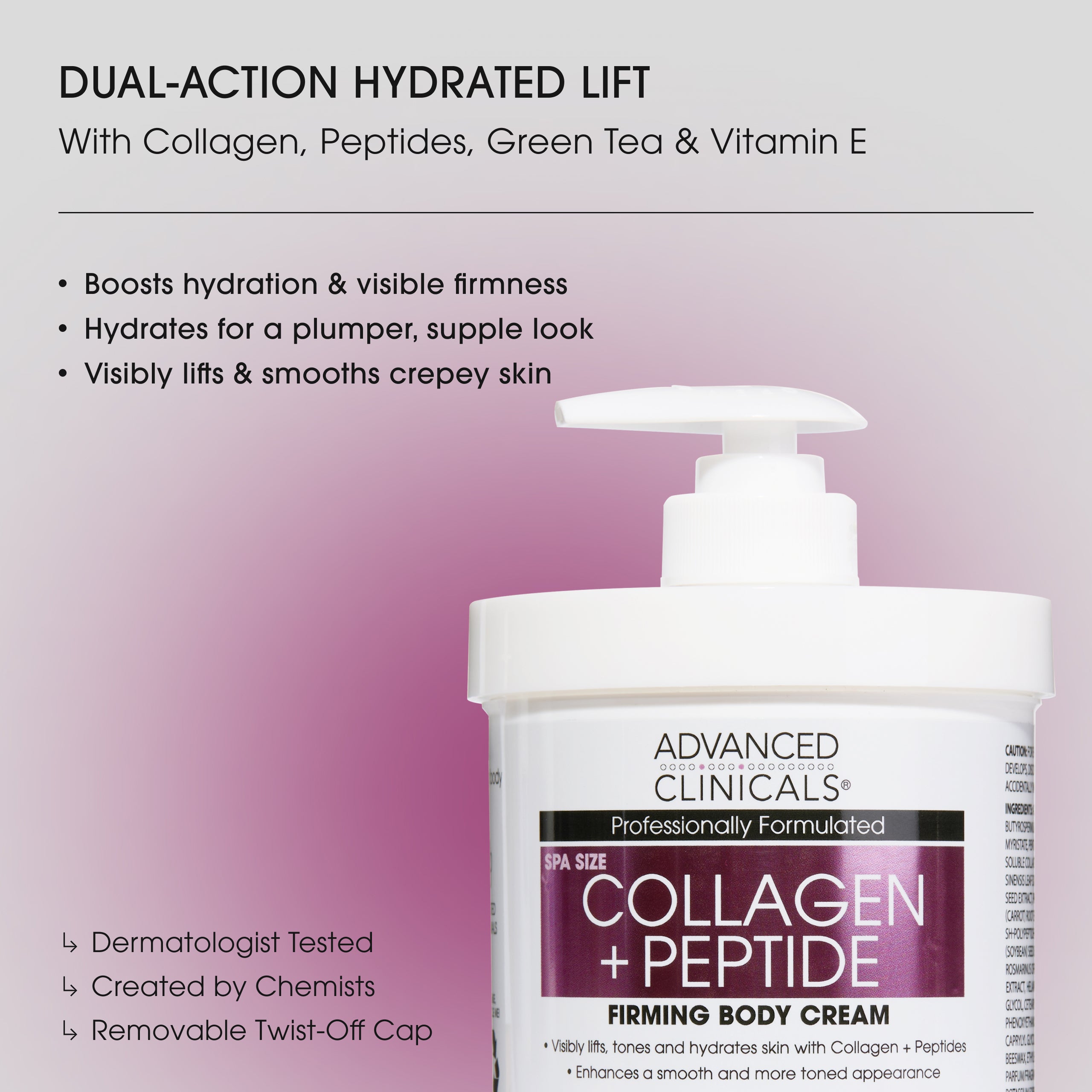 Advanced Clinicals Collagen Peptide Body Cream Körpercreme 16oz