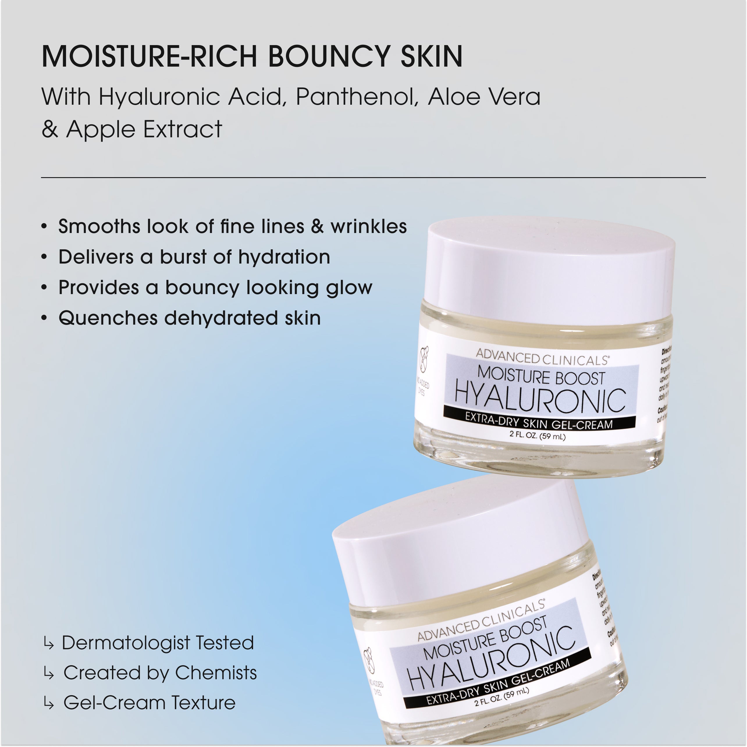 Advanced Clinicals Hyaluronic Face Gel-Cream Gesichtscreme Aloe