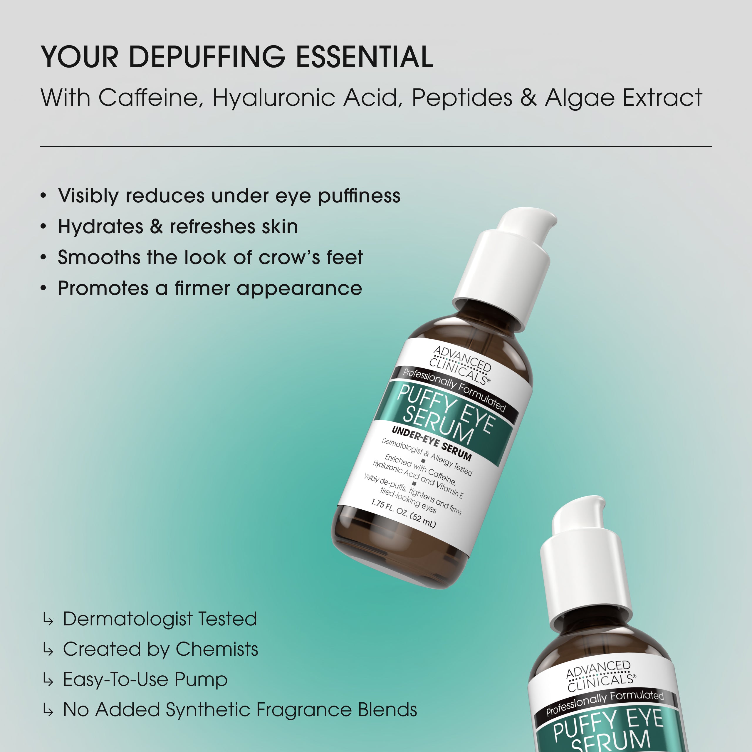 Advanced Clinicals Puffy Eye Augenserum mit Koffein und Hyaluron