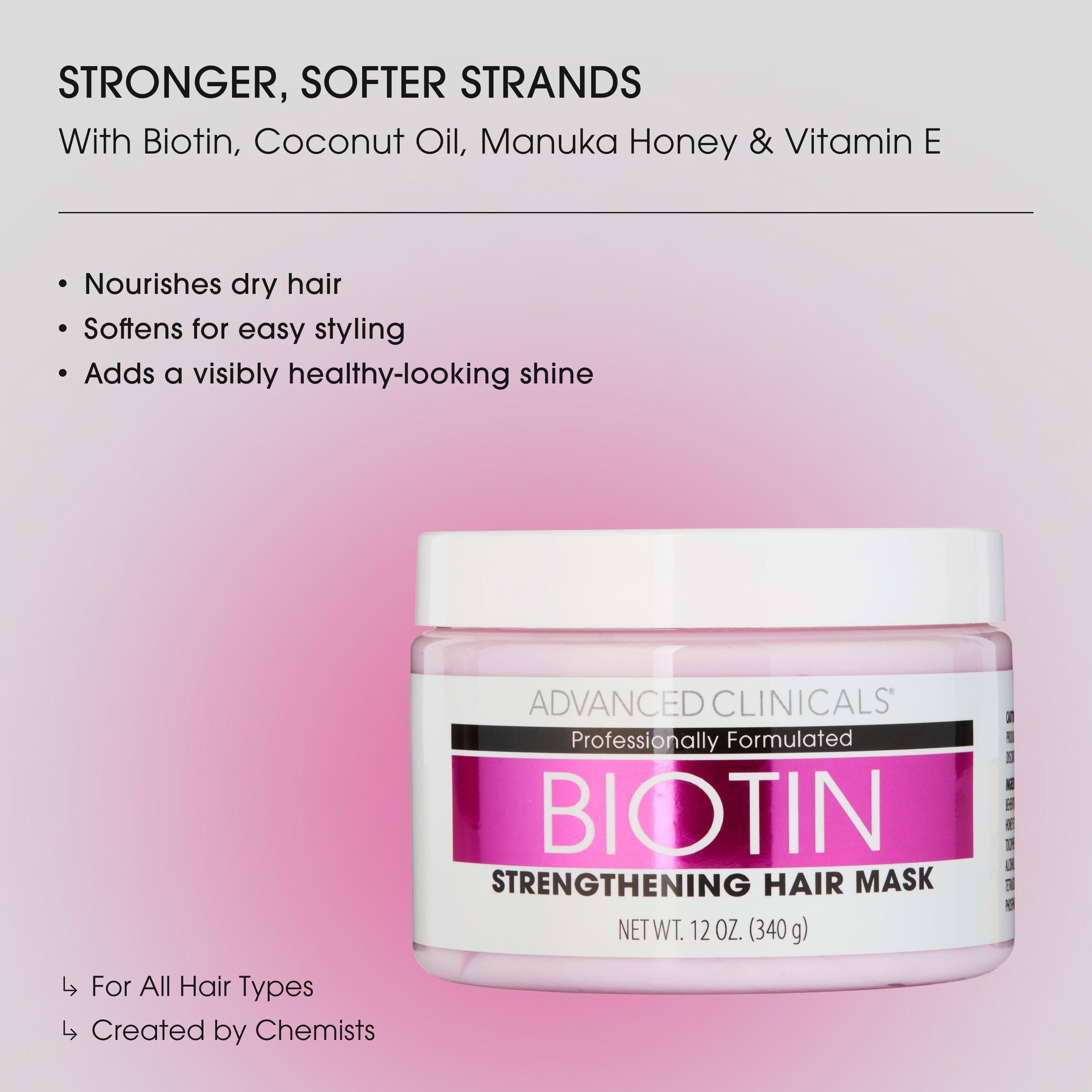 Advanced Clinicals Biotin Haarmaske Haarkur 12oz Kokosöl Glanz