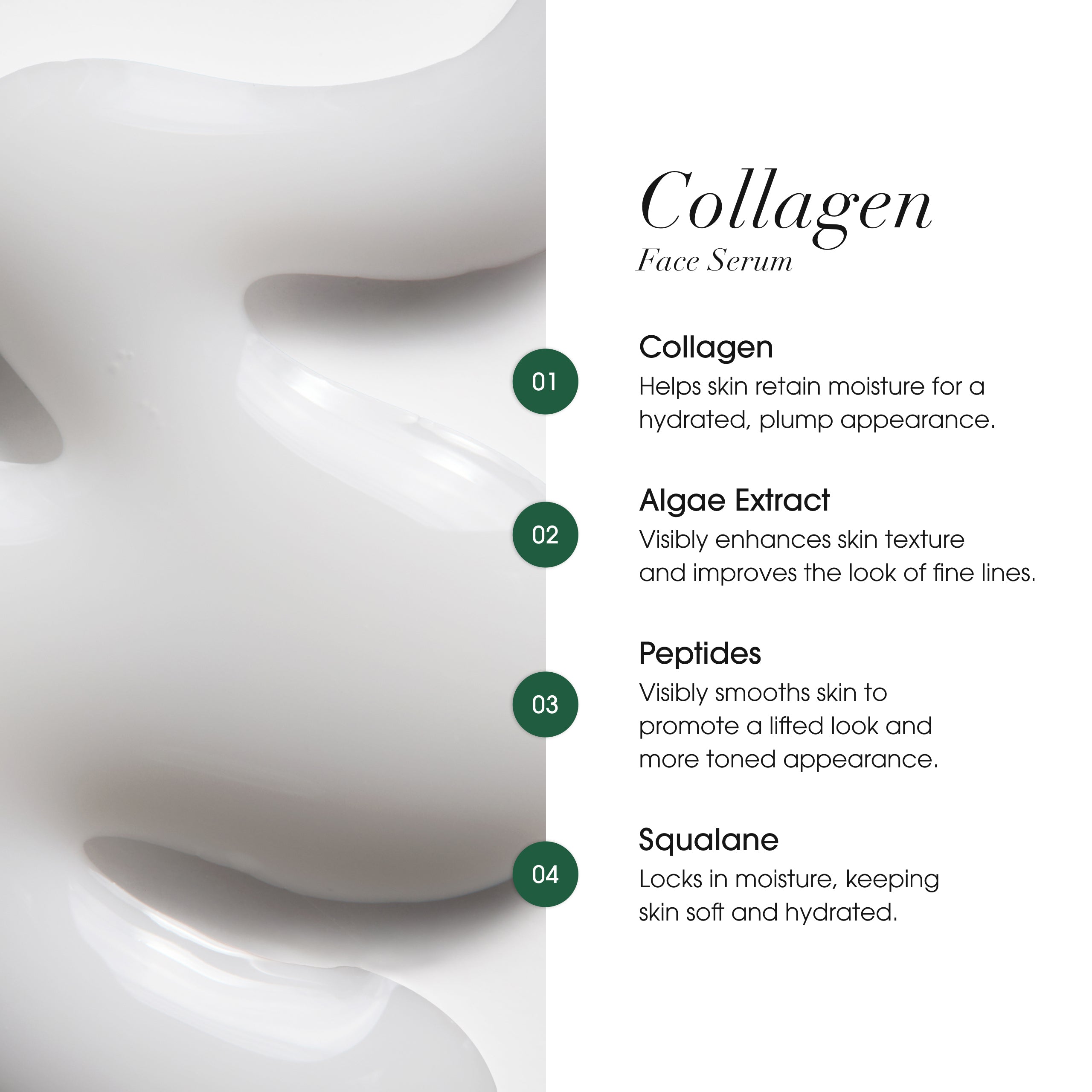 Advanced Clinicals Collagen Face Serum Gesichtsserum Peptide Squalan
