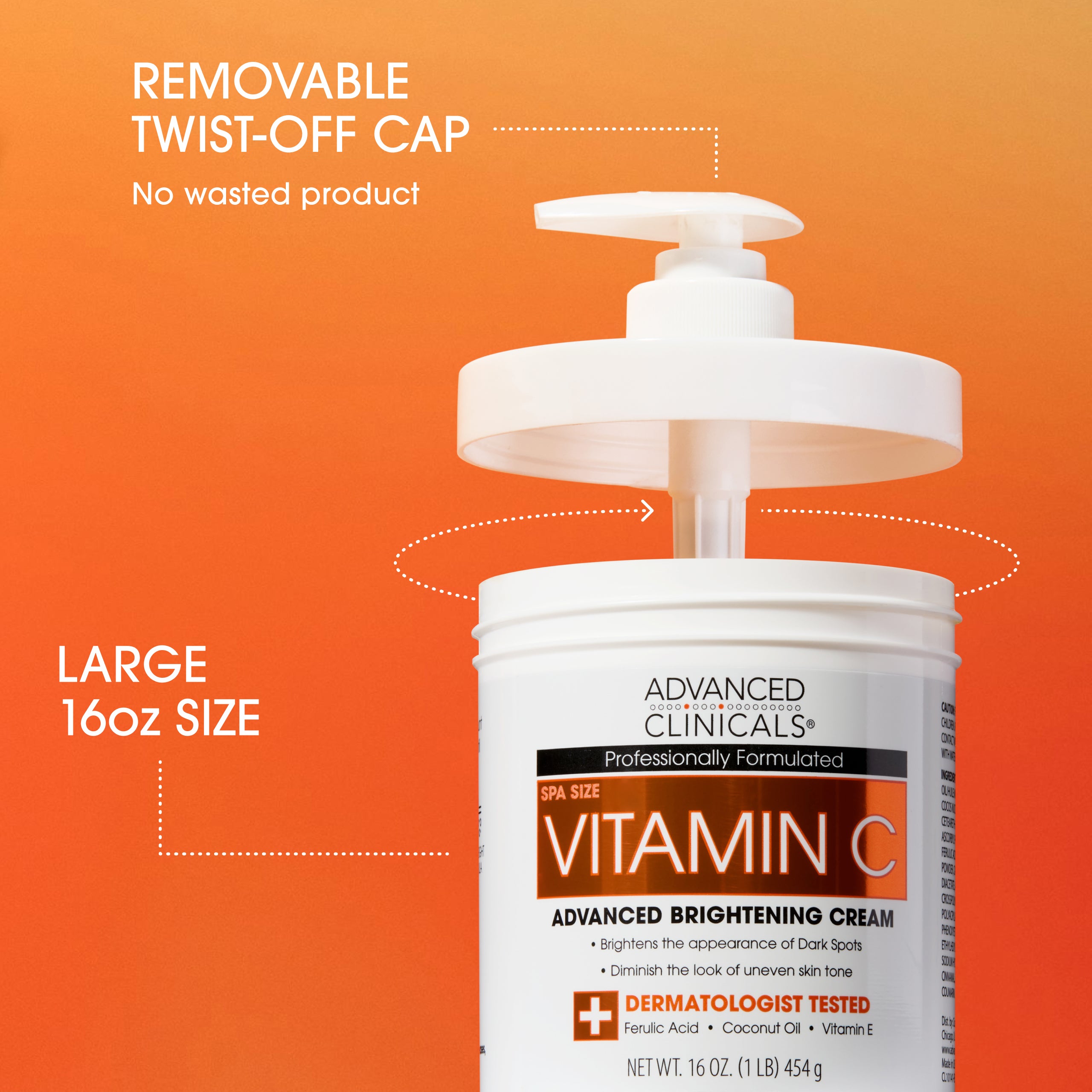 Advanced Clinicals Vitamin C Body Cream Körpercreme 16oz Aufhellend