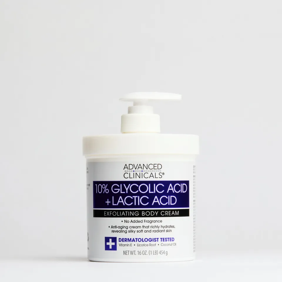 Advanced Clinicals 10% Glycolic Körpercreme mit Milchsäure