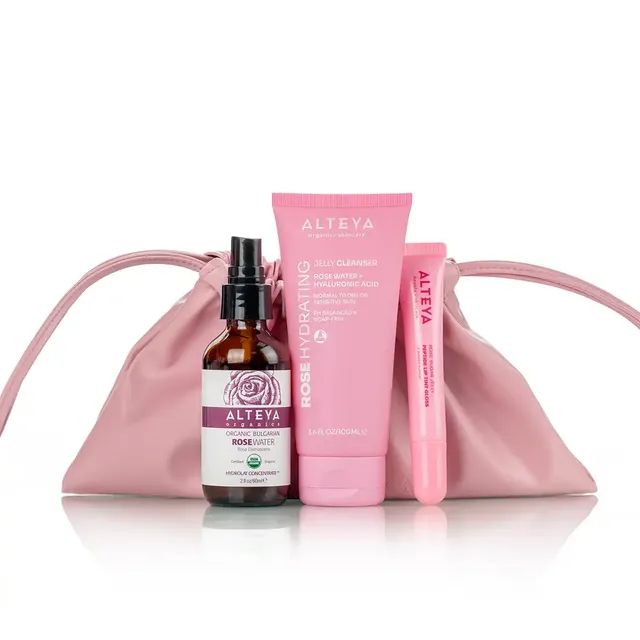Alteya Organics Body Care Travel Bundle Sunrise Pink Rosen
