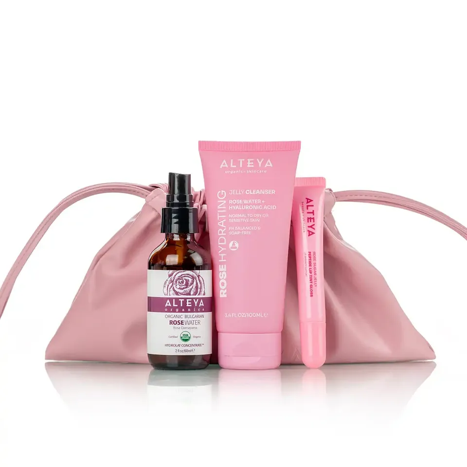 Alteya Organics Body Care Travel Bundle Sunrise Pink Rosen