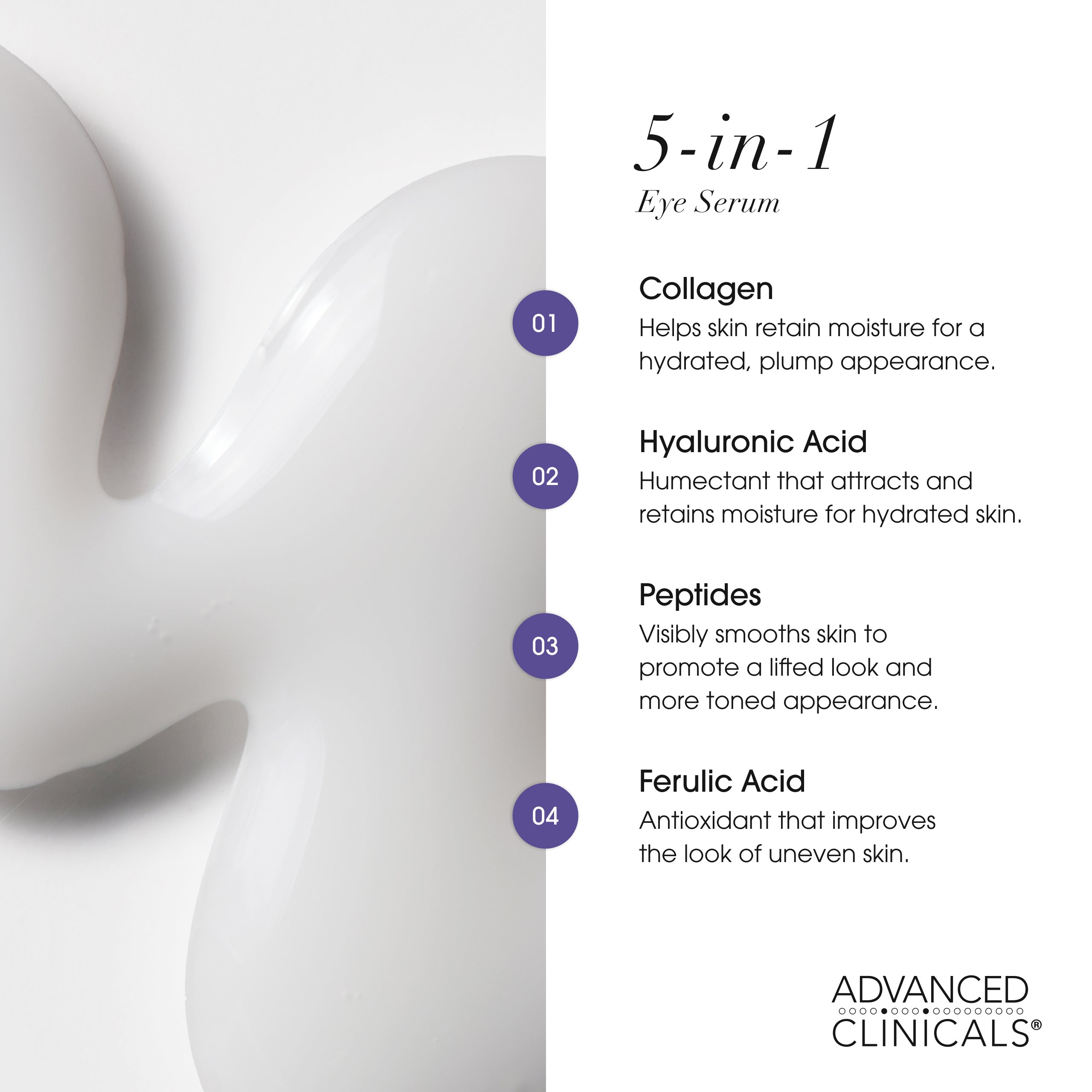 Advanced Clinicals 5-in-1 Augenserum Peptide