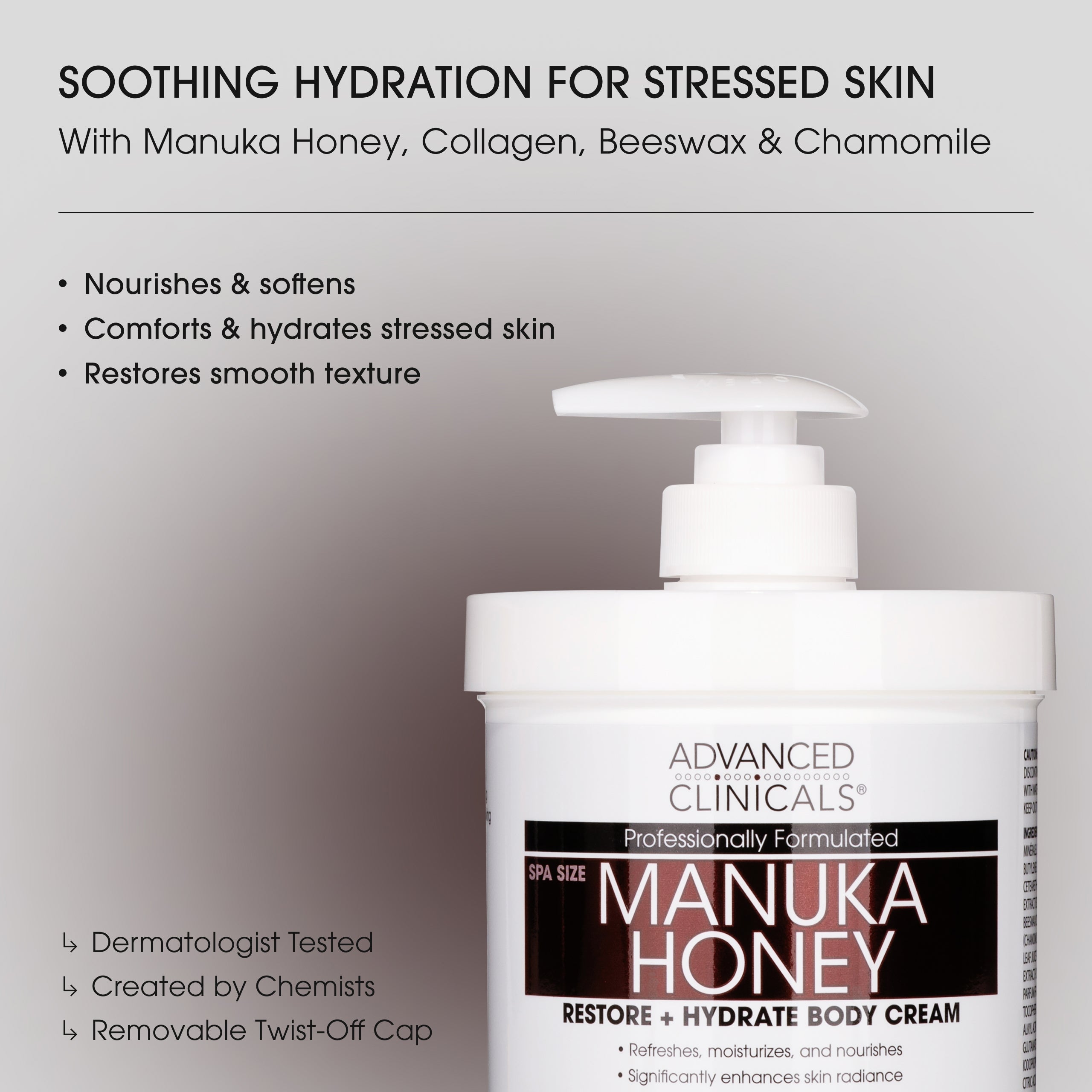 Advanced Clinicals Manuka Honey Körpercreme Trockene Haut