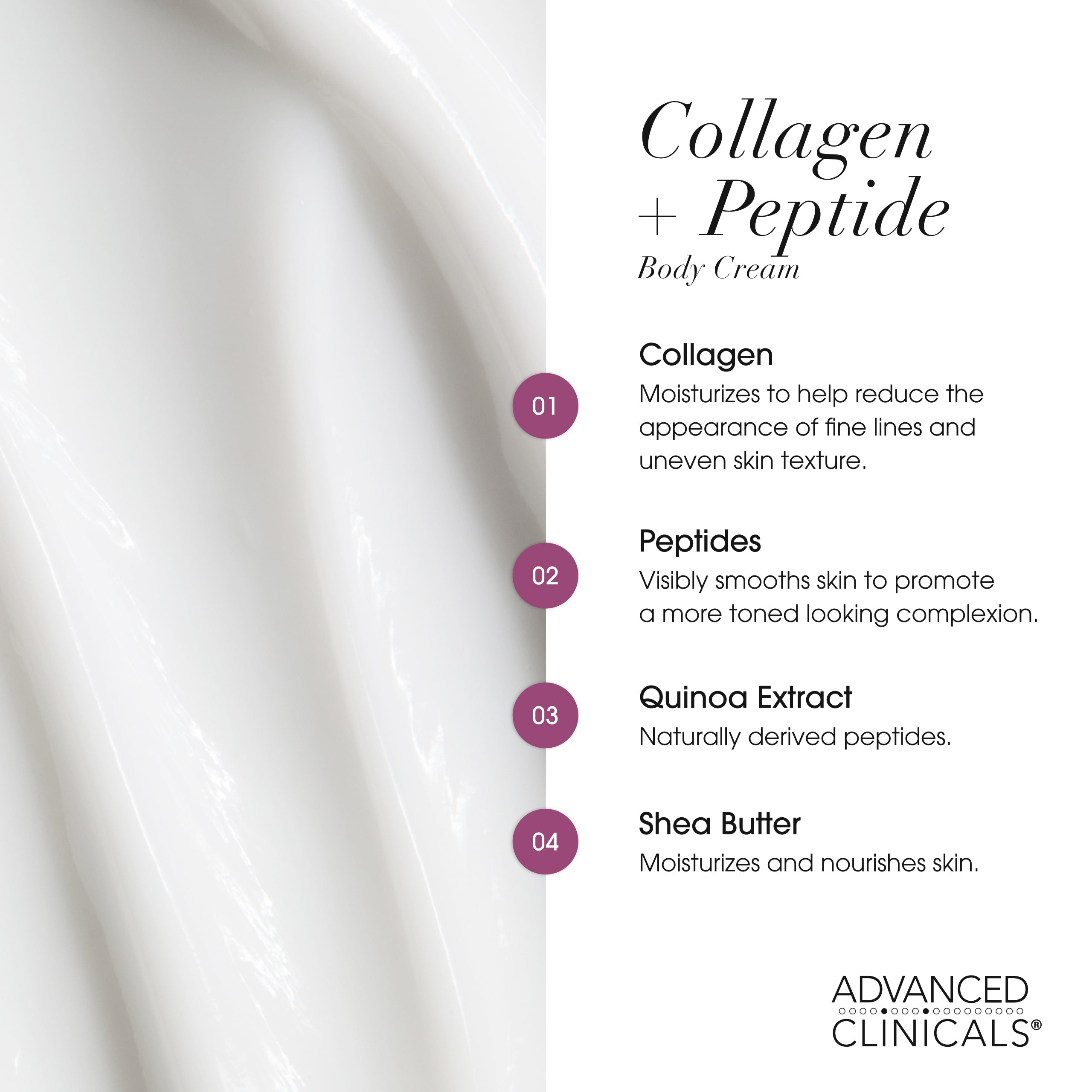 Advanced Clinicals Collagen Peptide Body Cream Körpercreme 16oz
