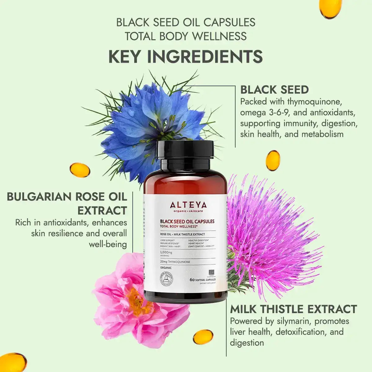 Alteya Organics Black Seed Oil Kapseln Schwarzkümmel Bio