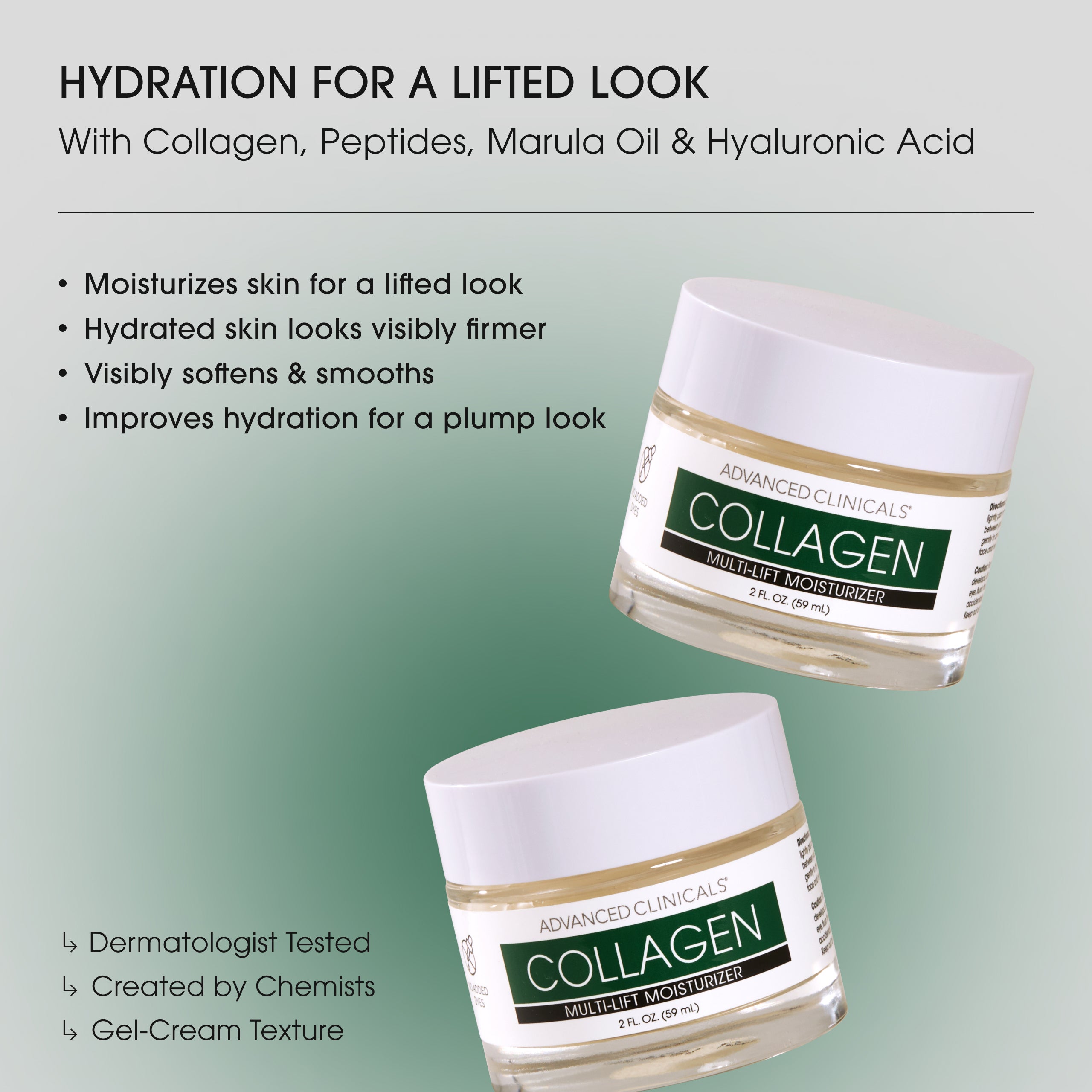 Advanced Clinicals Collagen Face Gel-Cream Gesichtscreme Peptide