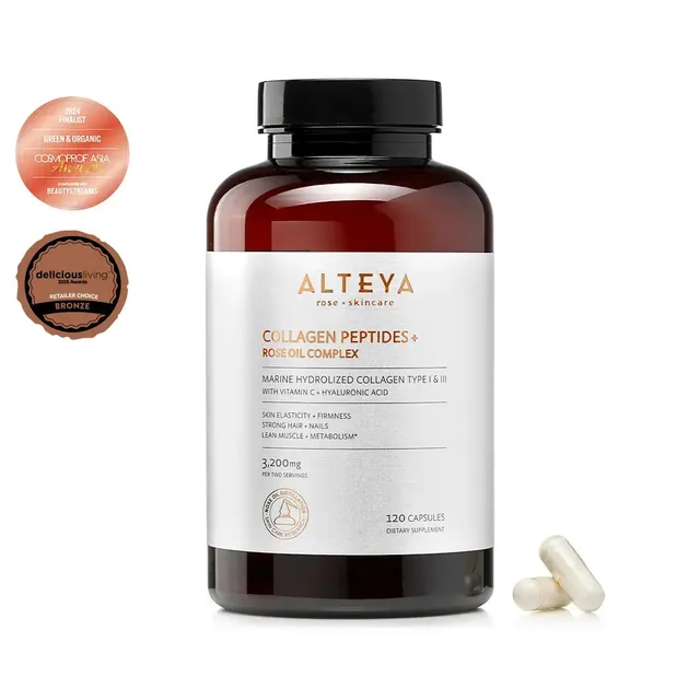 Alteya Collagen Peptides Rosenöl Kapseln Haut Haare