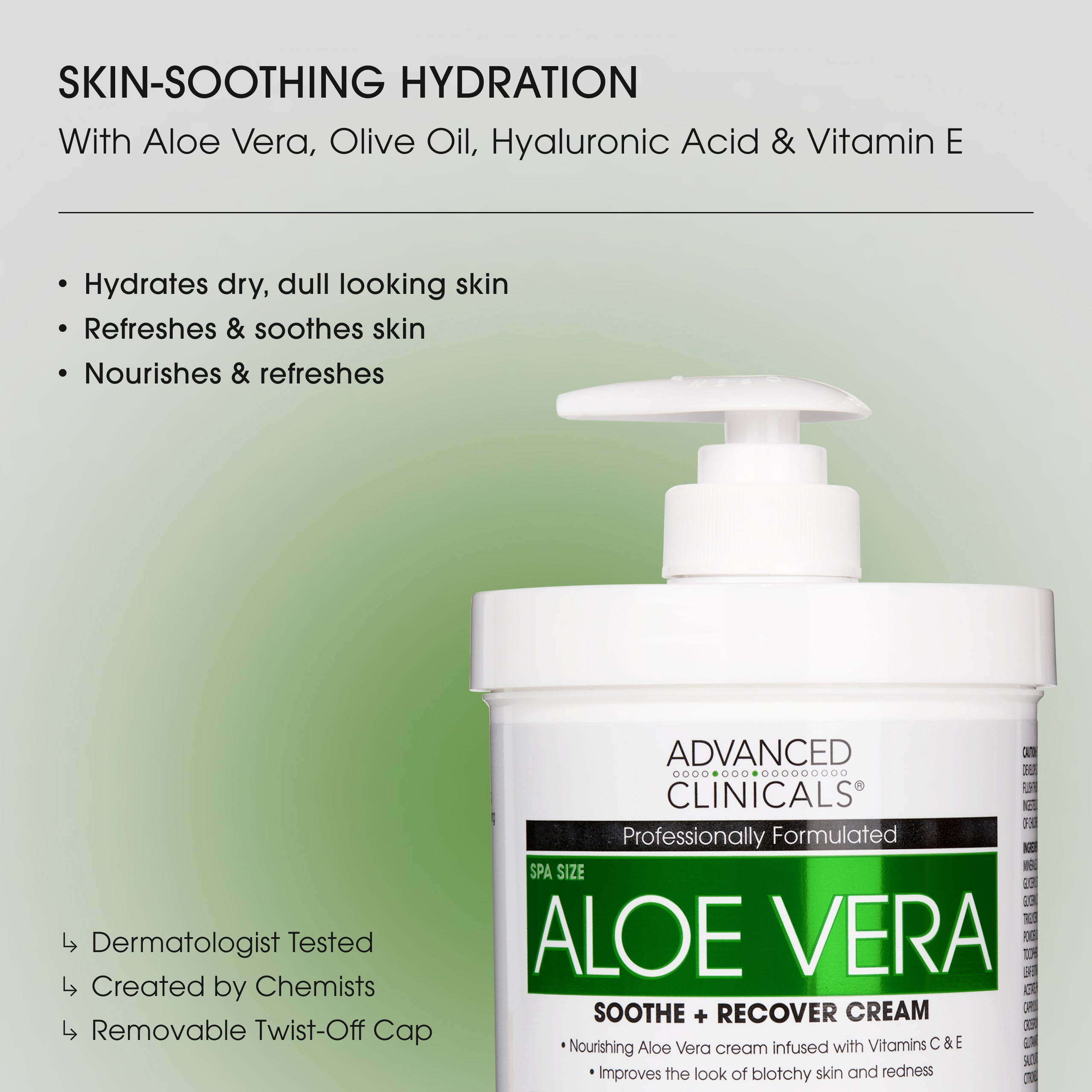 Advanced Clinicals Aloe Vera Body Cream Körpercreme 16oz trockene Haut