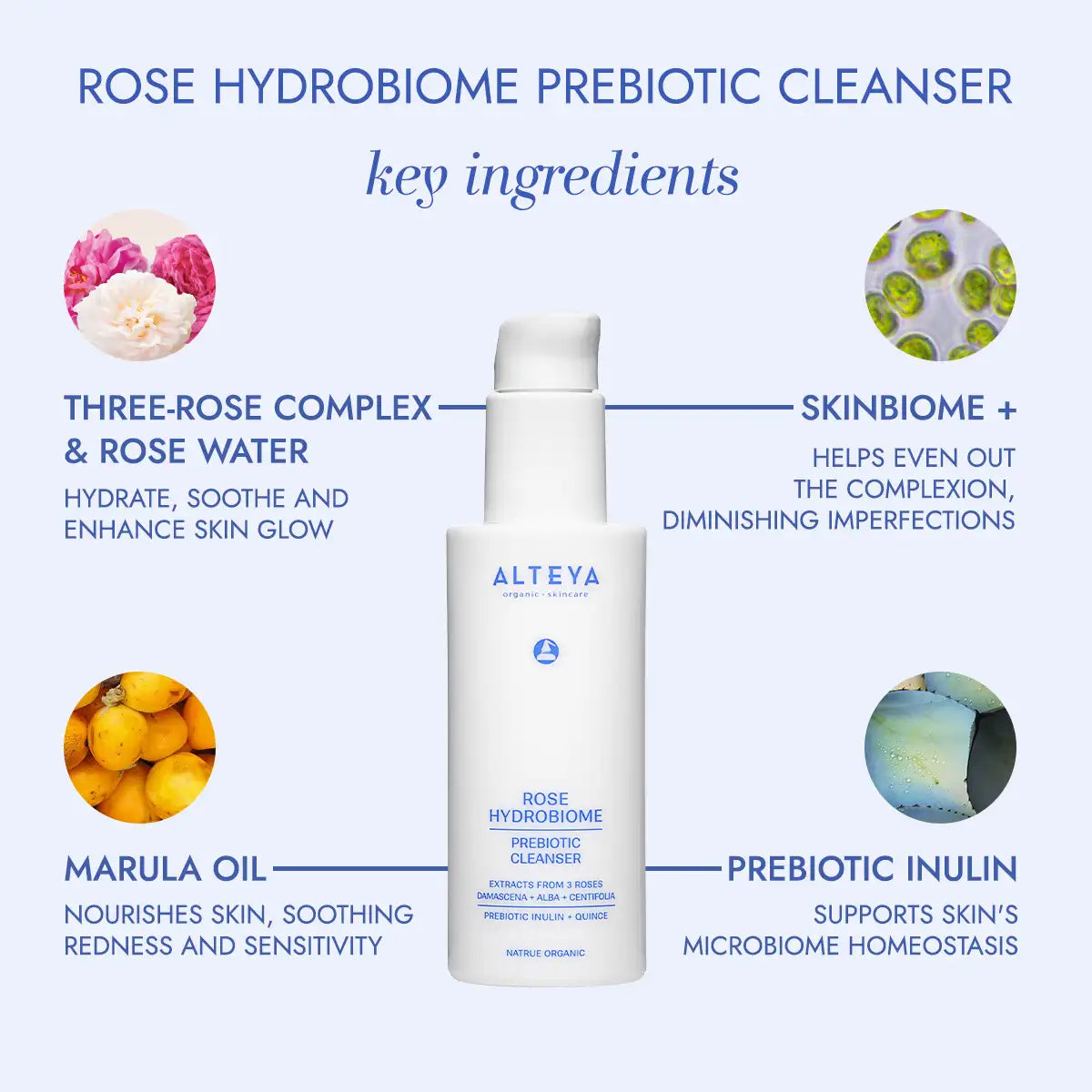 Alteya Organics Rose Hydrobiome Prebiotic Cleanser Gesichtsreiniger 120 ml