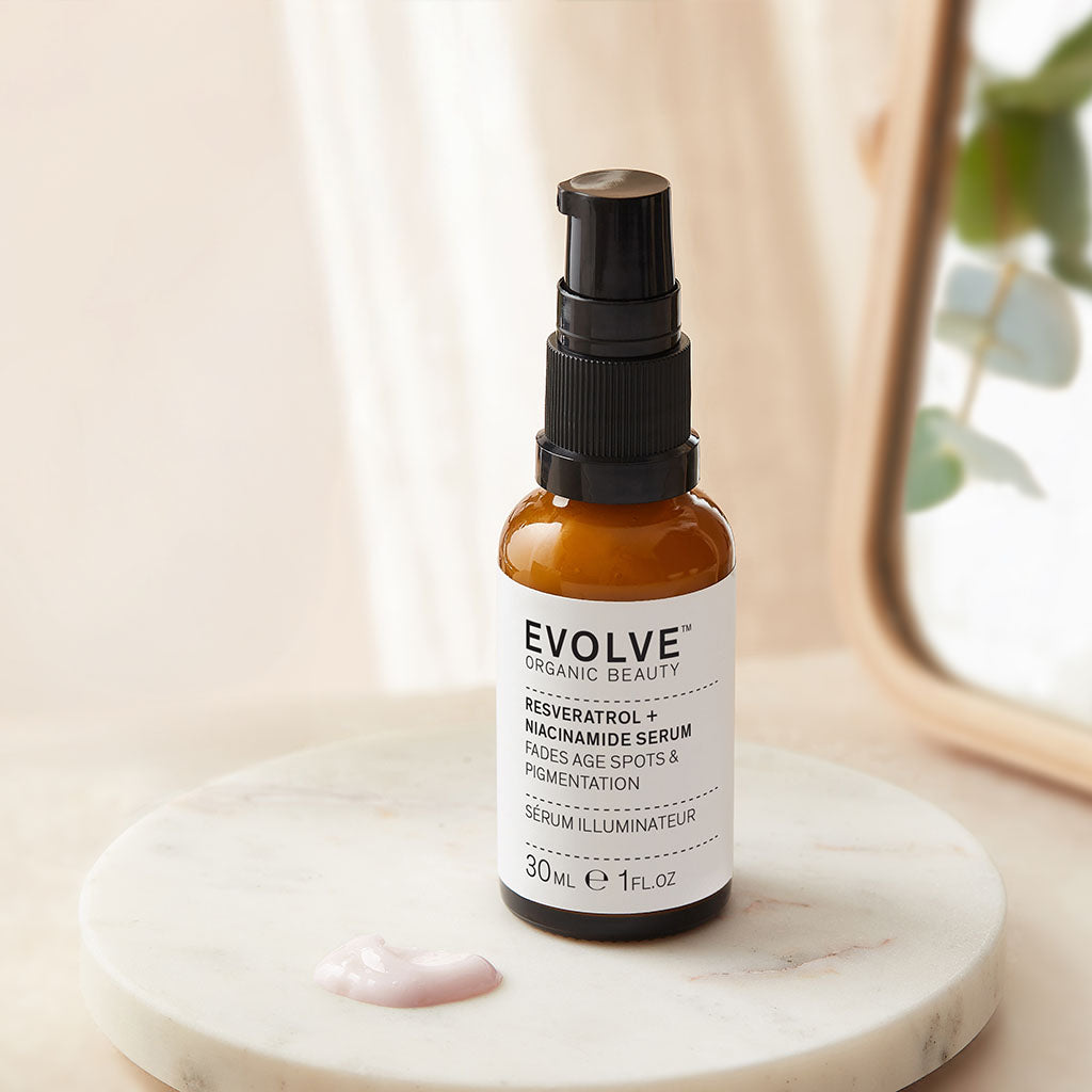 Evolve Resveratrol Niacinamide Serum Reisegröße stumpfe Haut