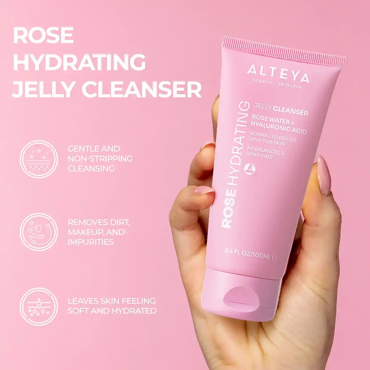 Alteya Pure Rose Hydrating Jelly Cleanser Reinigungsgel 100 ml Hyaluron