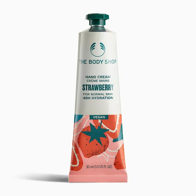 The Body Shop Strawberry Hand Cream 30ml Erdbeere 48h Pflege