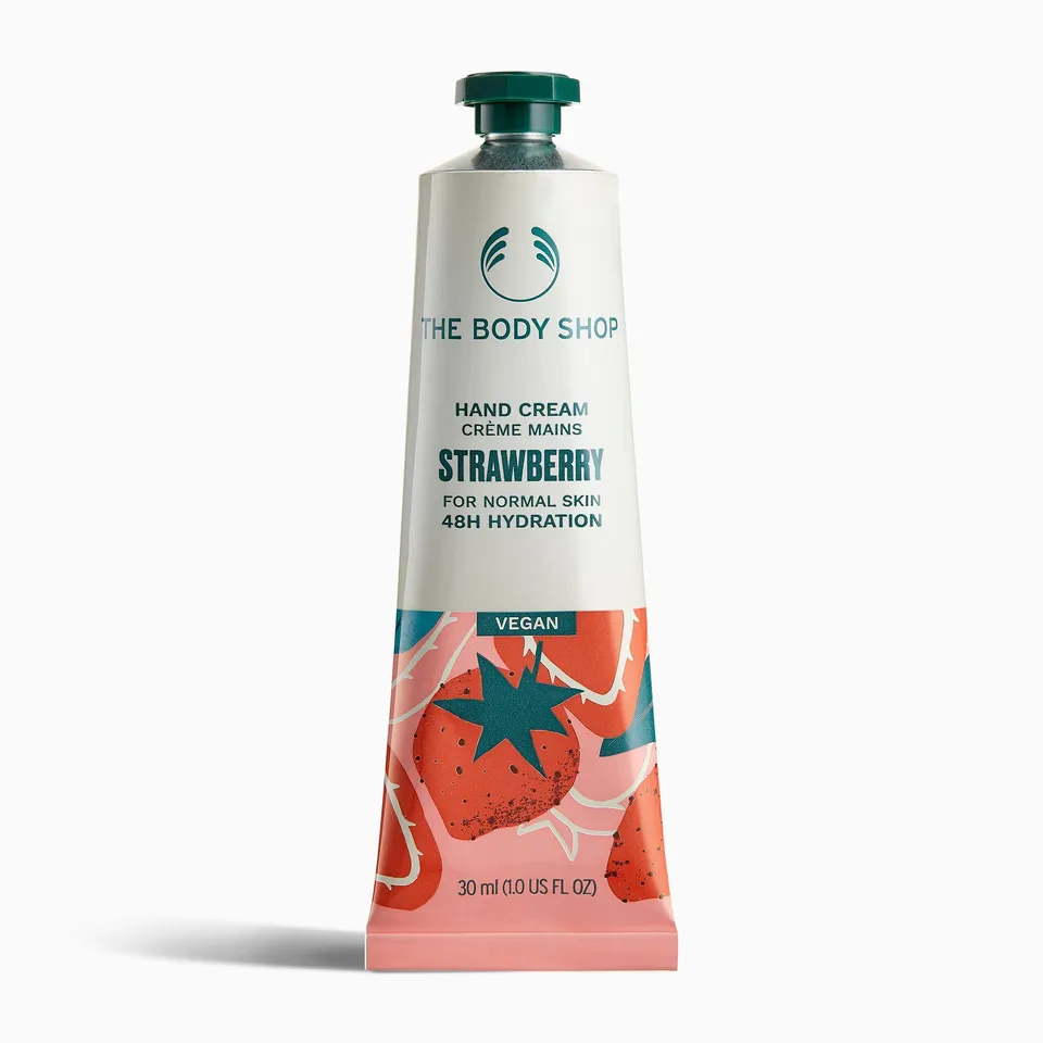 The Body Shop Strawberry Hand Cream 30ml Erdbeere 48h Pflege