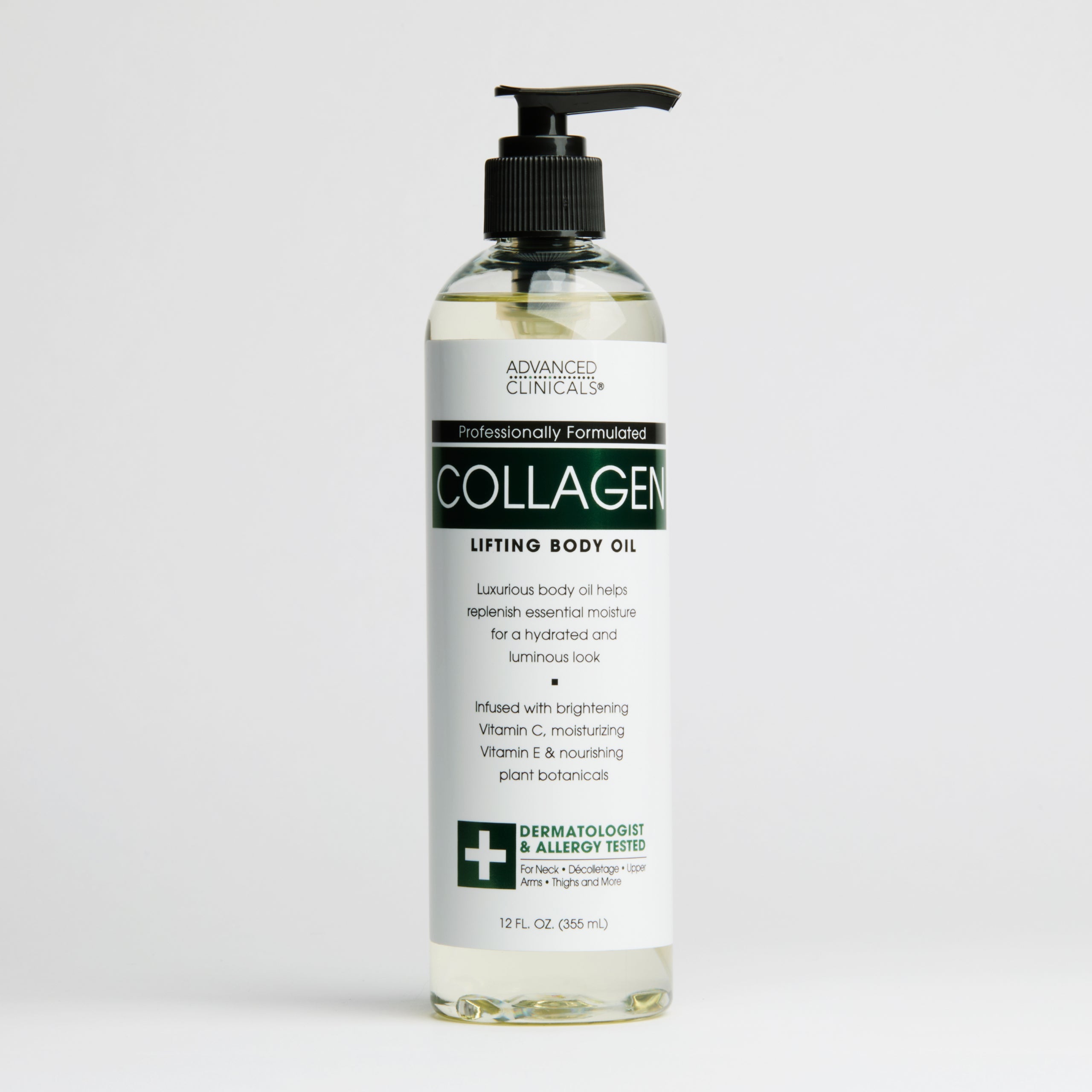Advanced Clinicals Collagen Body Oil 12 oz Hautöl Vitamin C