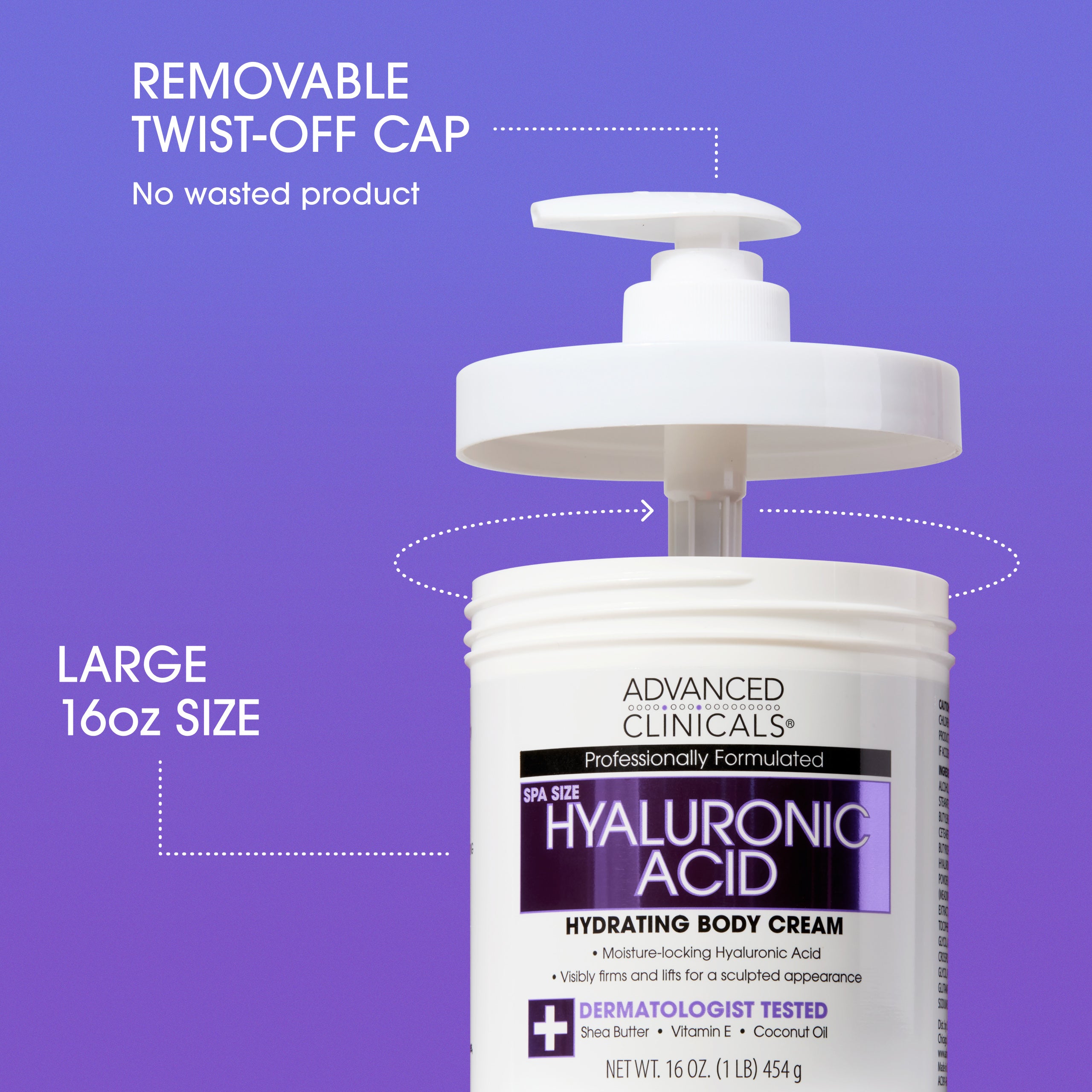 Advanced Clinicals Body Creams Hyaluronsäure Körpercreme 16oz