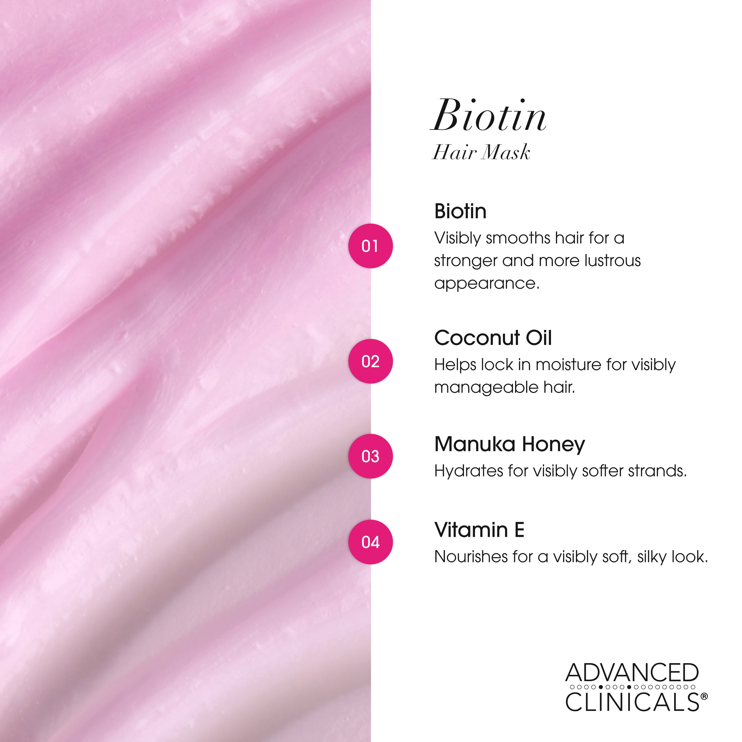 Advanced Clinicals Biotin Haarmaske Haarkur 12oz Kokosöl Glanz