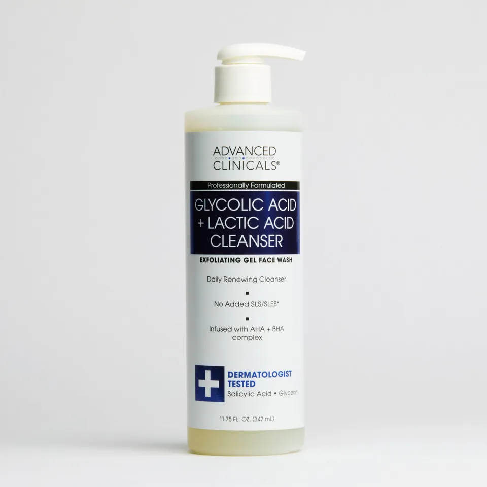 Advanced Clinicals Glycolic + Lactic Acid Reinigungsgel Peeling