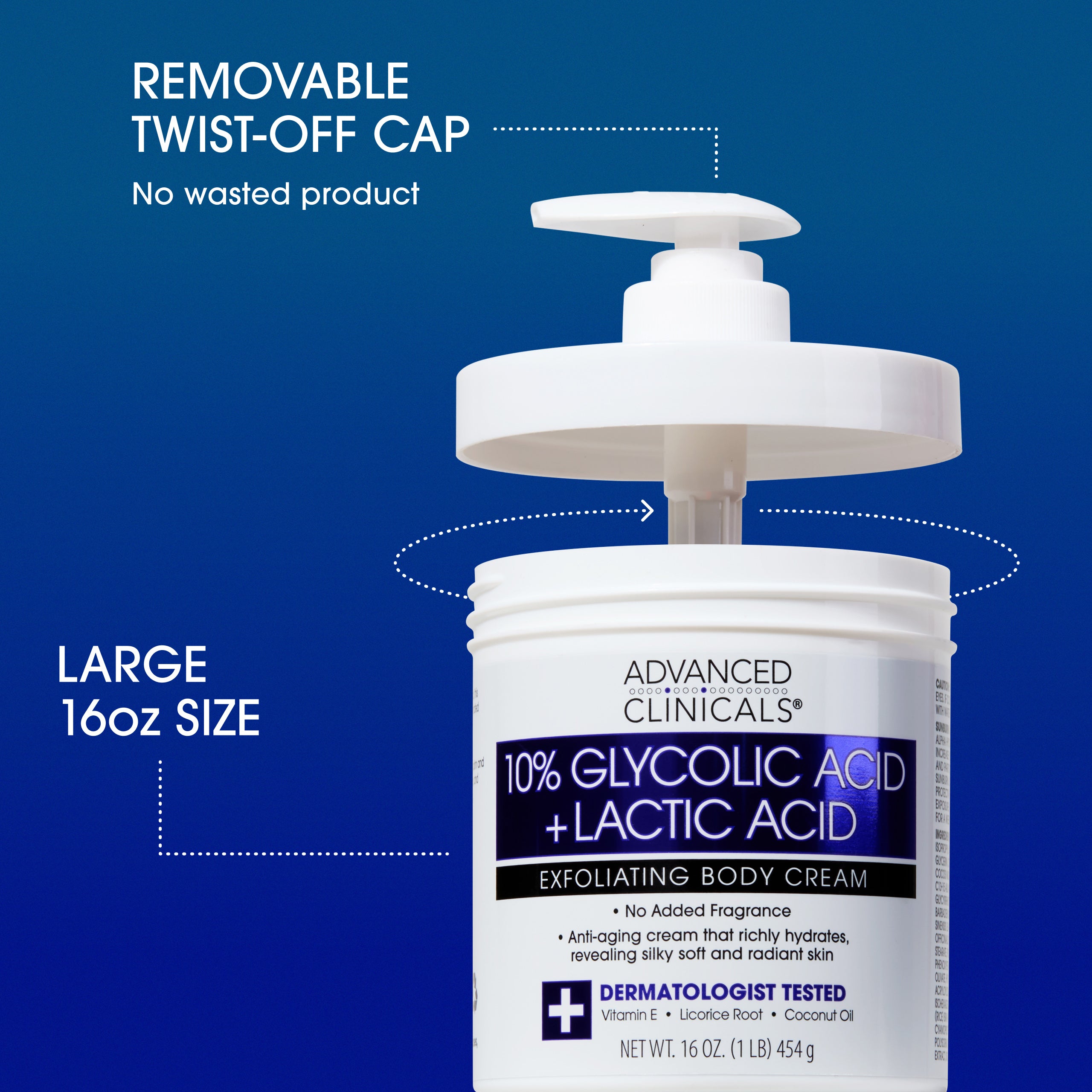 Advanced Clinicals 10% Glycolic Körpercreme mit Milchsäure