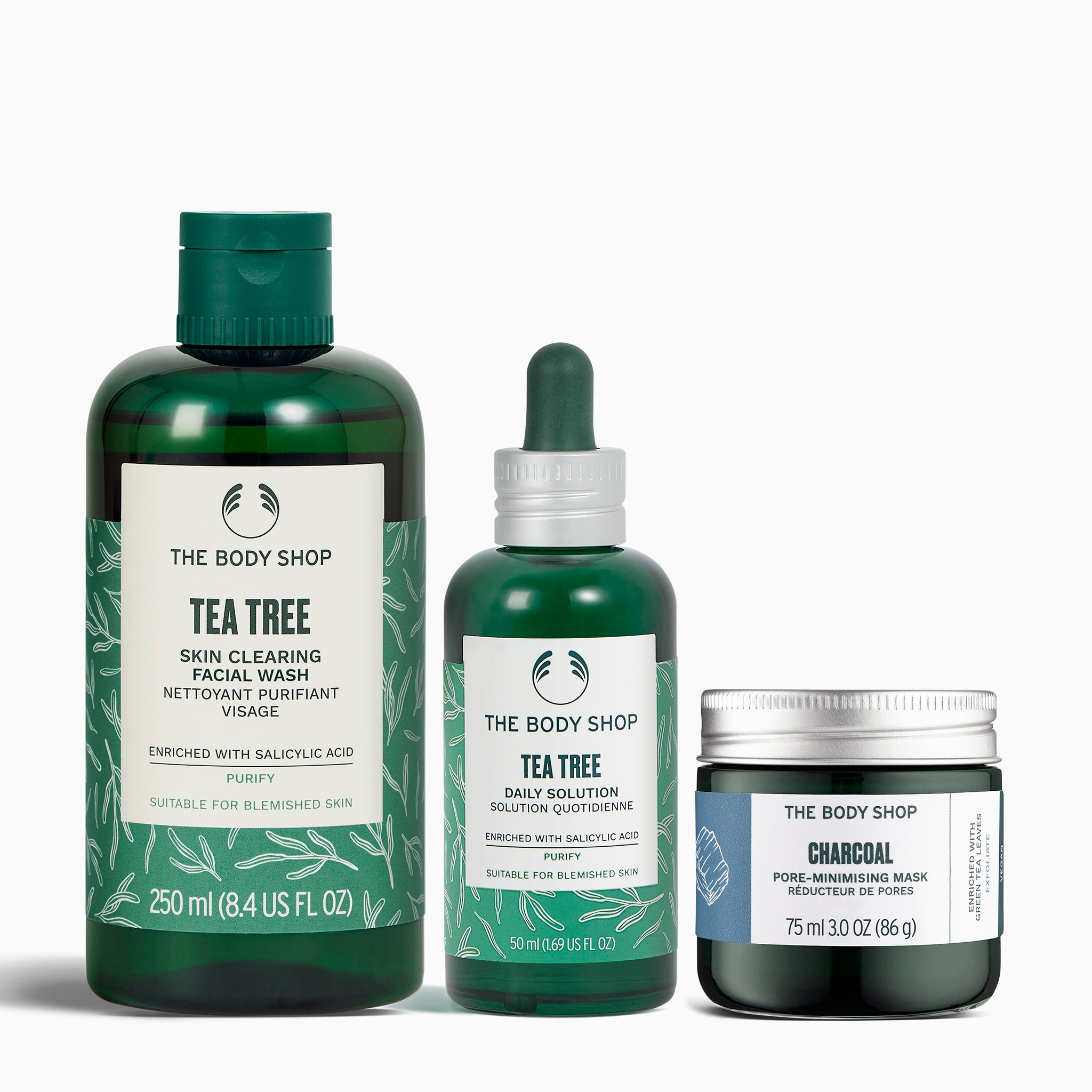 The Body Shop Tea Tree Charcoal Banish Blemish Routine Set unreine Haut
